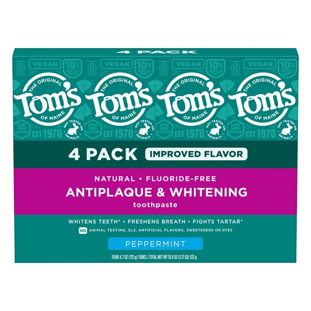 TOM'S OF MAINE ANTIPLAQUE & WHITENING TOOTHPASTE 4/4.7OZ
