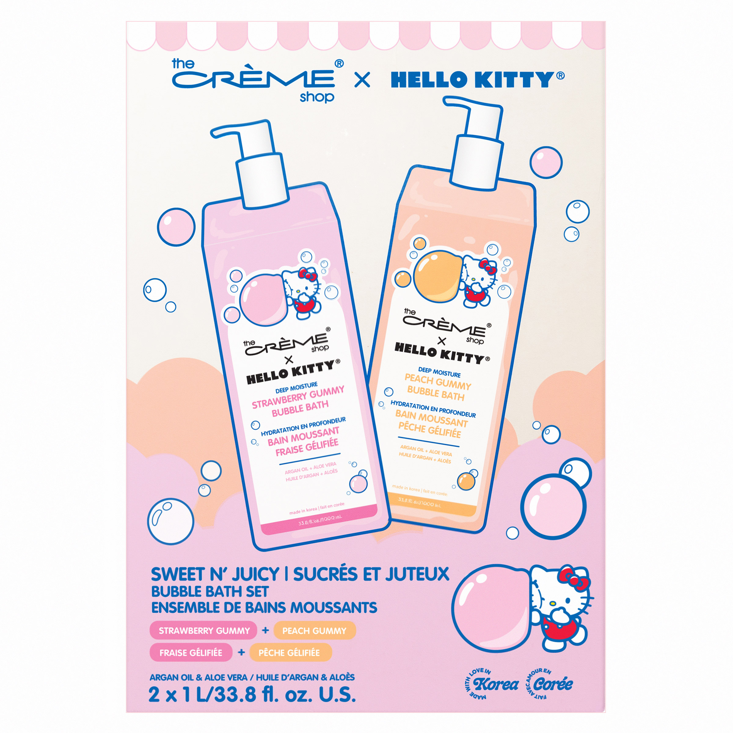 The Crème Shop Hello Kitty Sweet N' Juicy Bubble Bath Set, 2 x 1 L