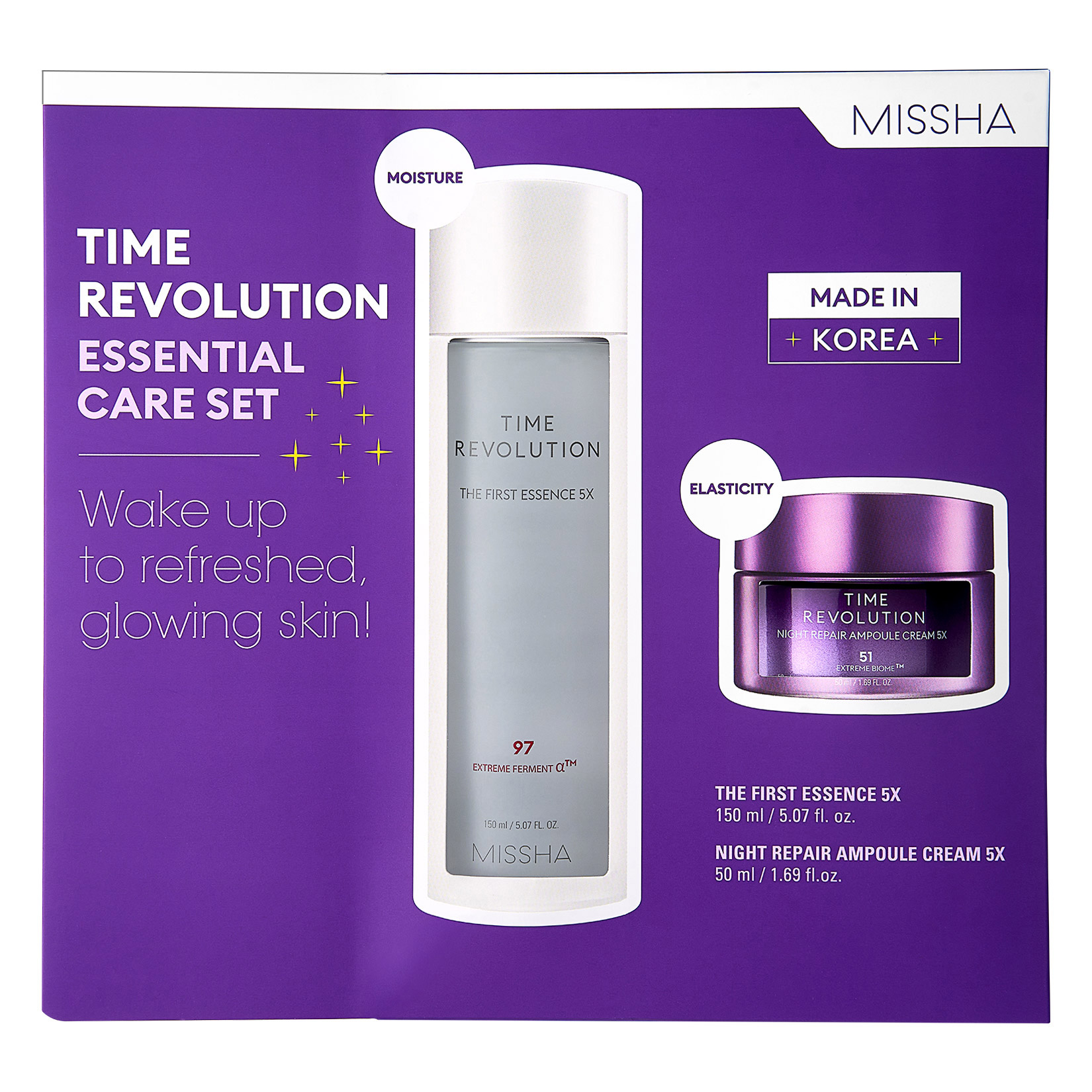 Toner Essence 150ml & 50ml セット Missha First Essence Toner 5.07 fl oz and Night Repair Ampoule