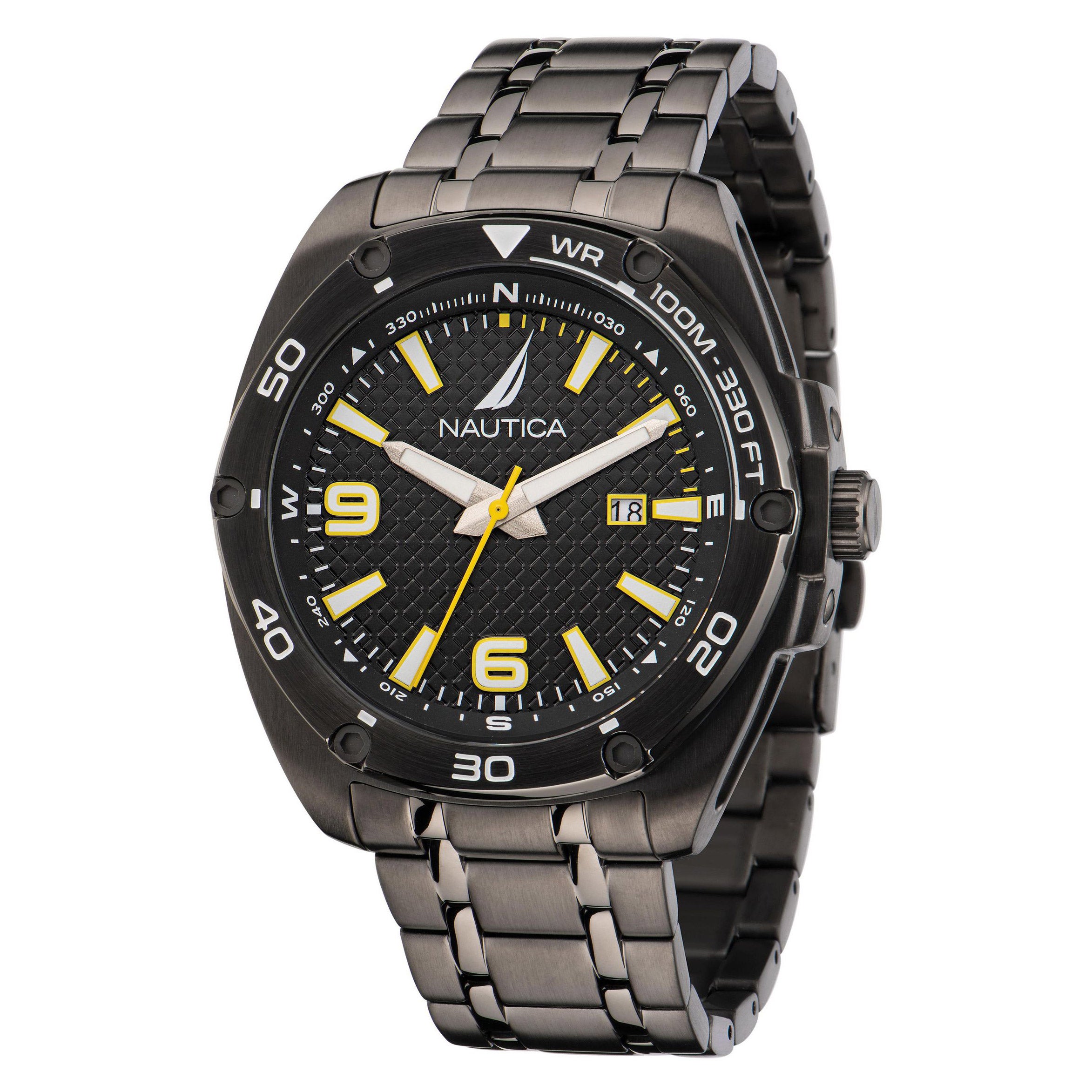 【ジャンク品】Shot Navi INFINITY 18449 Nautica Tin Can Bay Black Dial Men's Watch | Costco