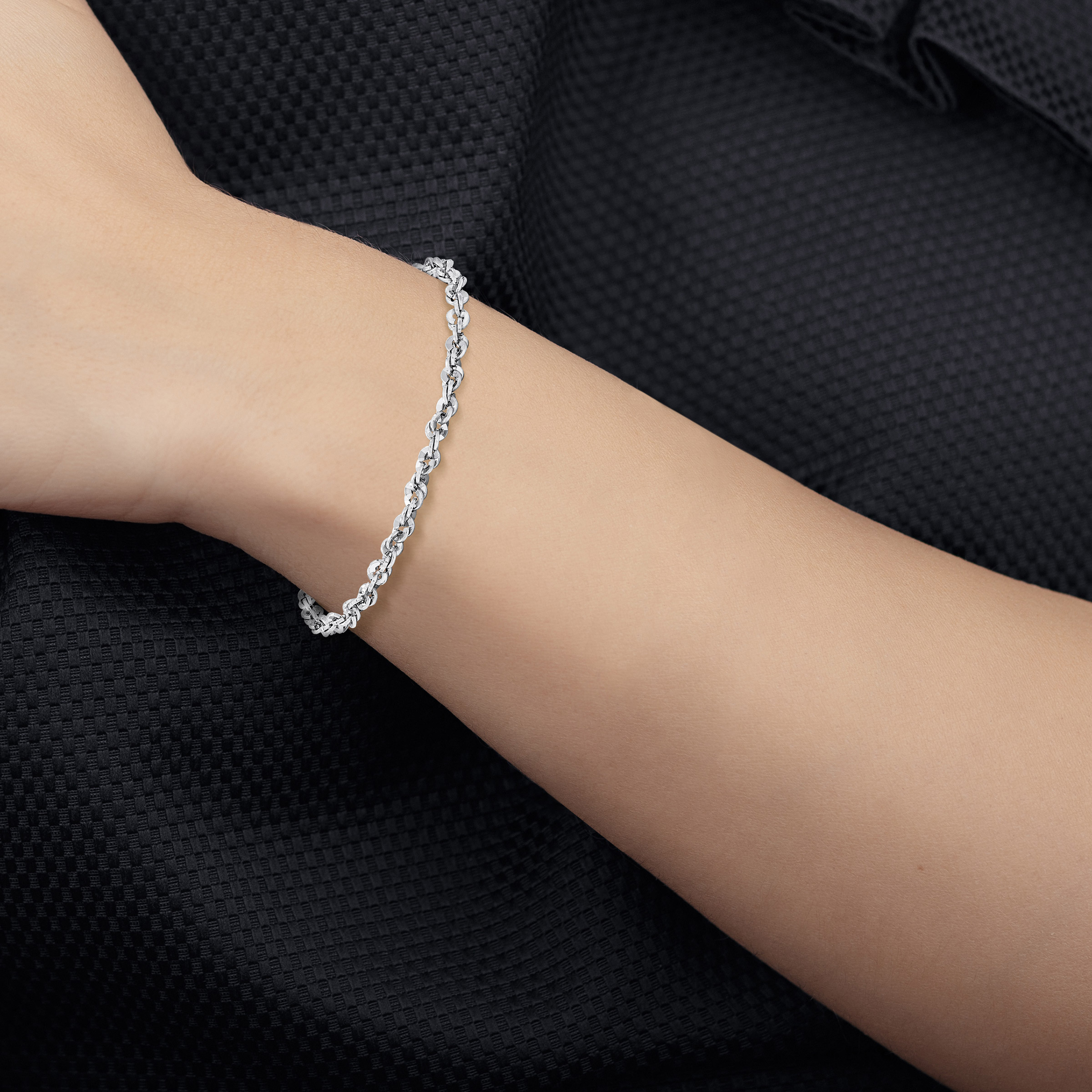 Diamond Cut Meshed Link Chain Bracelet in White Gold | Costco
