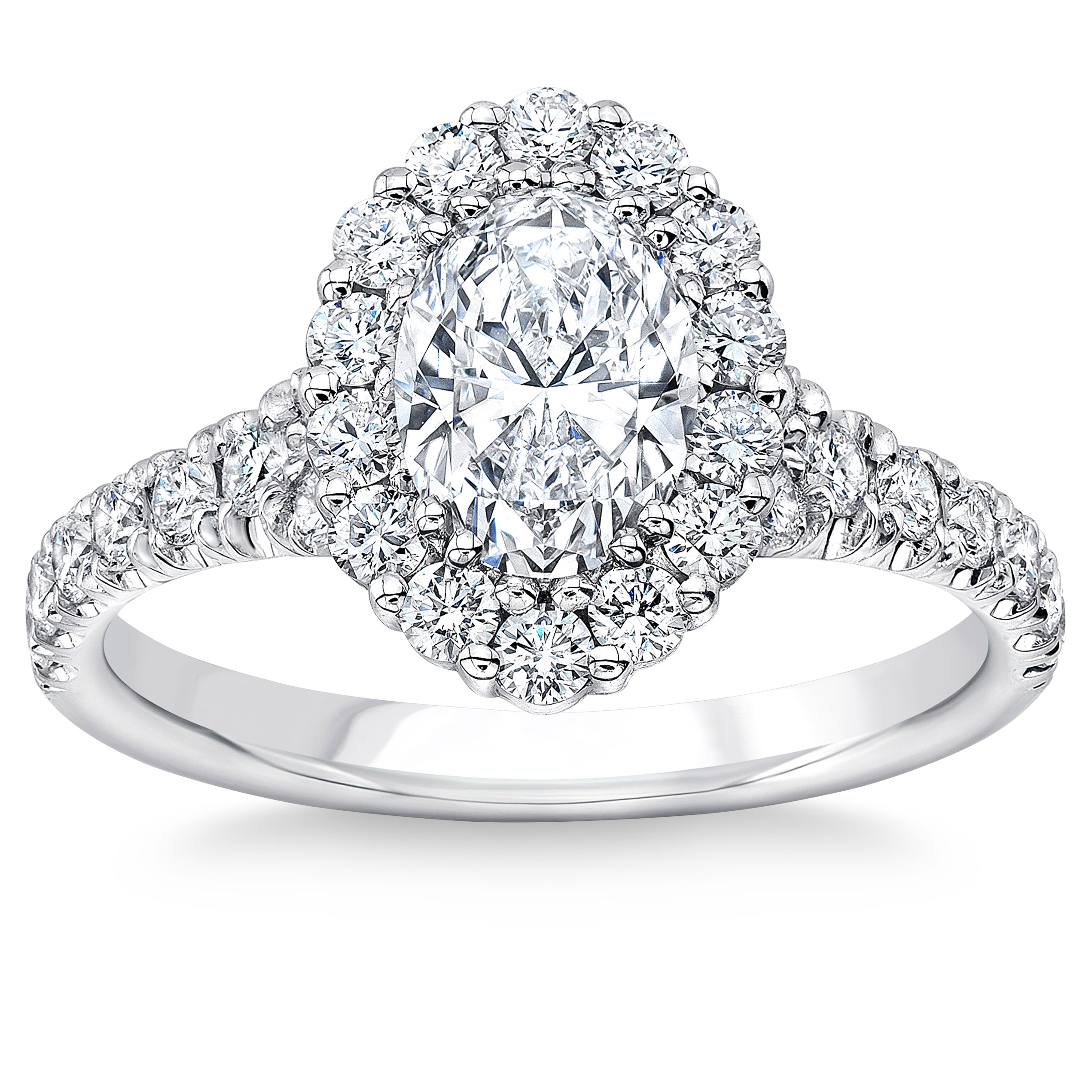 Oval Cut 1.80 ctw VS2 Clarity  G Color Diamond Platinum Halo Ring