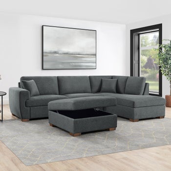 Thomasville 3-piece Sectional with Storage Ottoman | Costco Thomasville 3-piece Sectional with Storage Ottoman | Costco