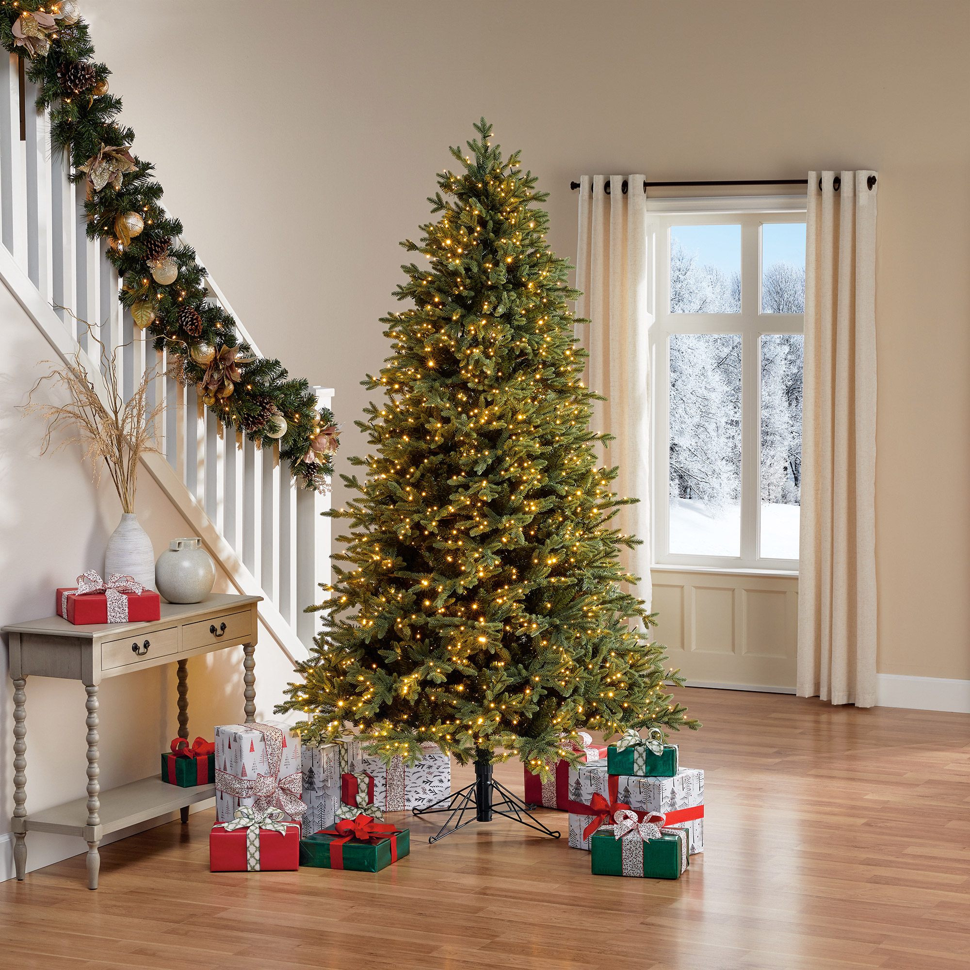 7,5ft Pre-Lit Artificial LED Twinkle Christmas Tree, 1,850 Radiant Micro Dot LED lights with Twinkling effects