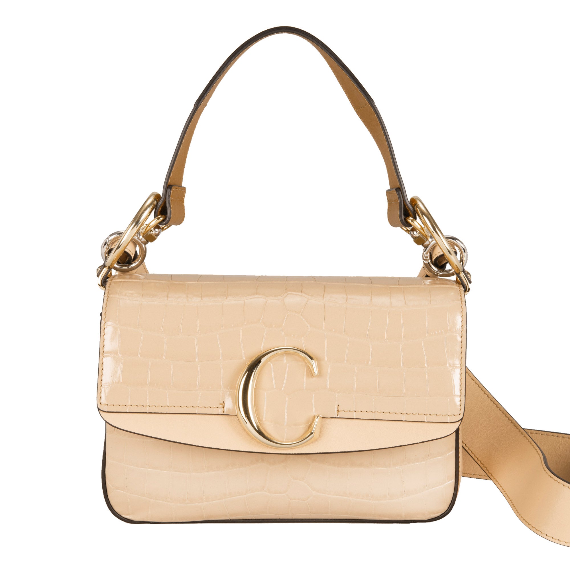 美品◆Chloe◆クラッチバッグ◆ゴールド 美品】Chloe クロエ スモールCロゴ ショルダーバッグ クロスボディ