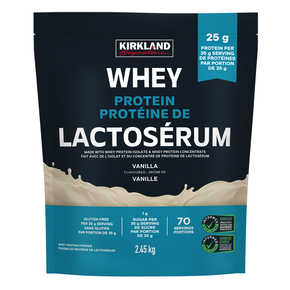 Kirkland Signature Whey Protein Powder, Vanilla, 2 kg