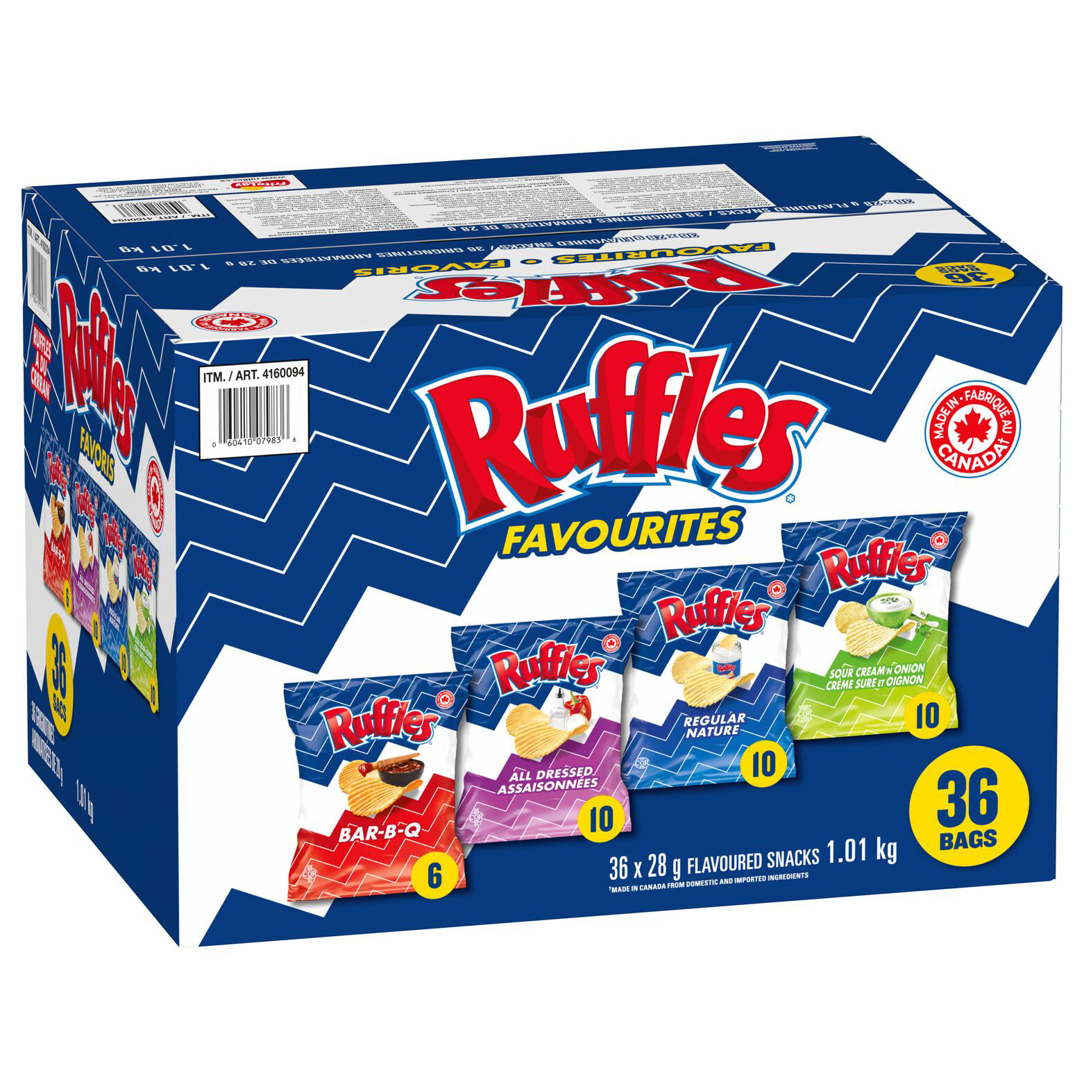 Ruffles Potato Chips Variety Pack, 36 × 28 g