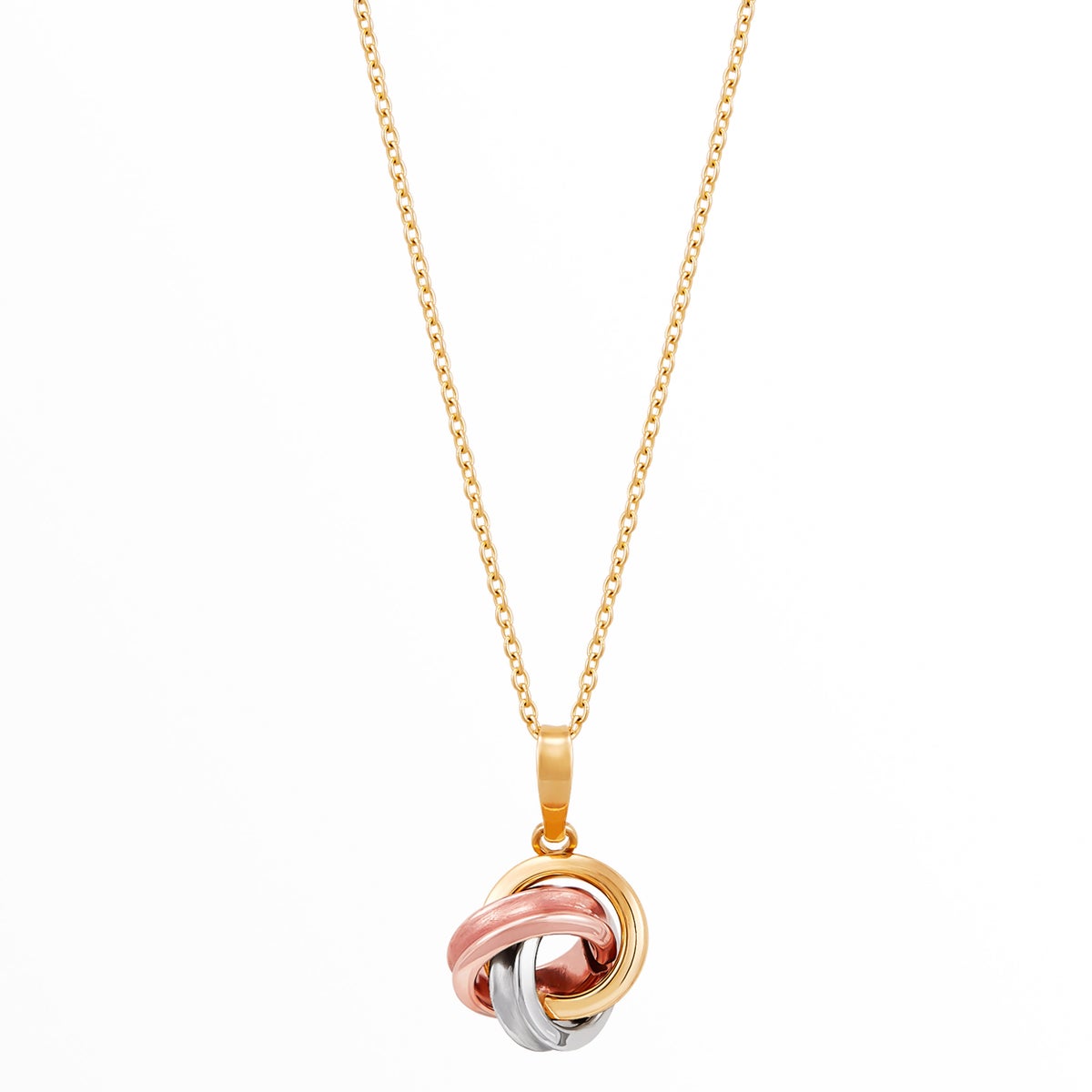 High Polish Love Knot Pendant in Tri-colour Gold | Costco High Polish Love Knot Pendant in Tri-colour Gold | Costco