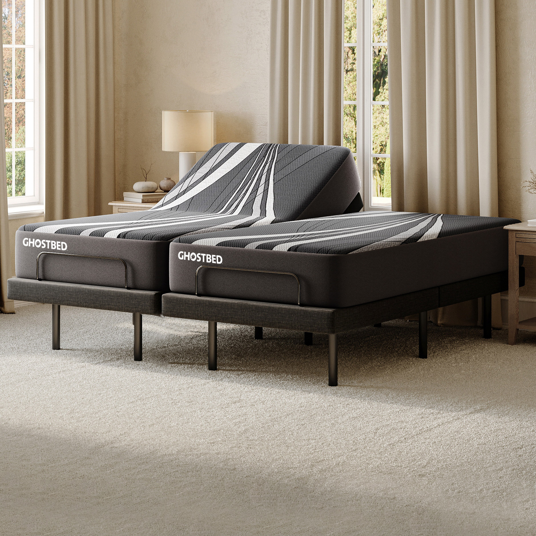 GhostBed Dual Harmony 35.6 cm (14 in.) Hybrid Mattress with Adjustable Bed Base