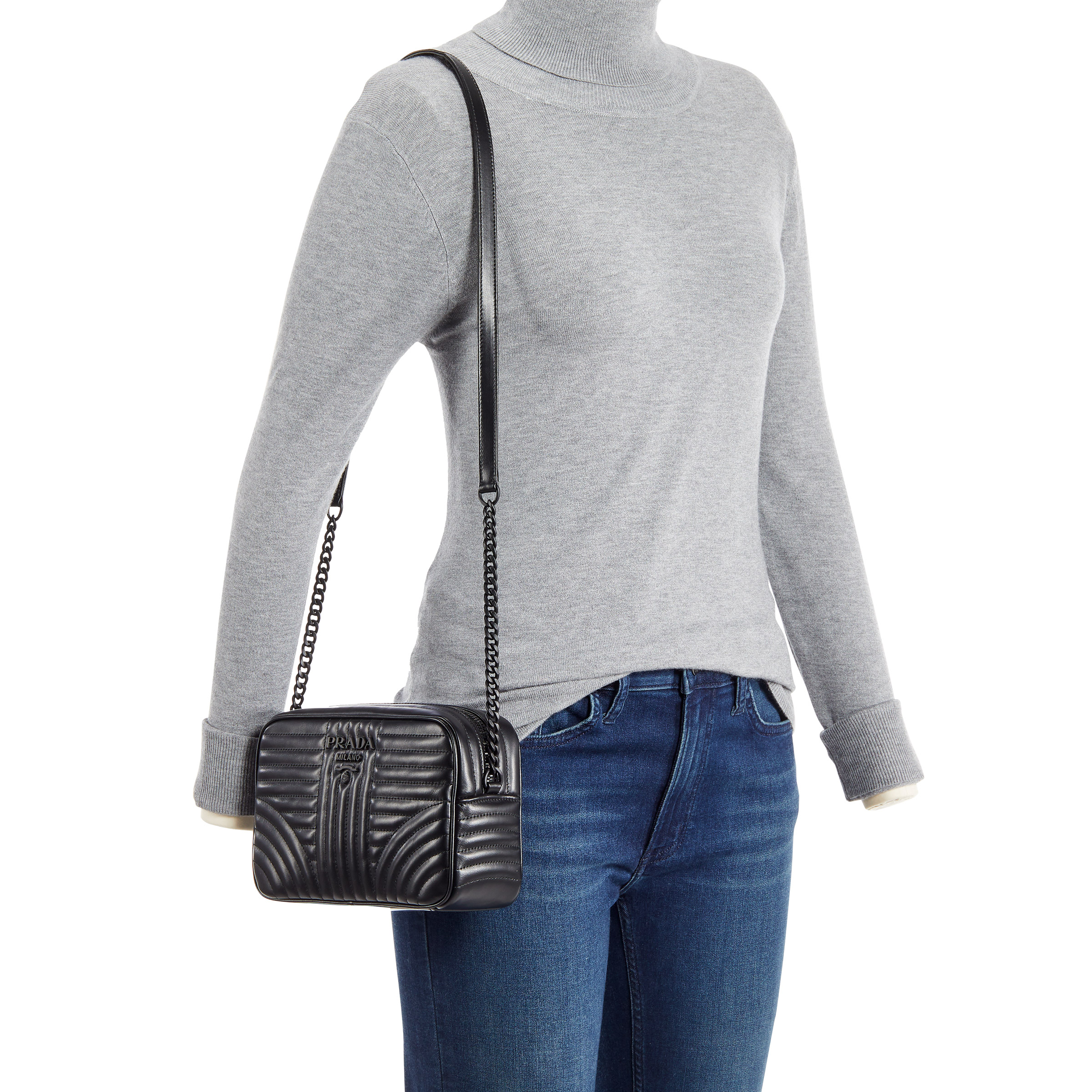 Prada Diagramme Shoulder Bag, Black | Costco