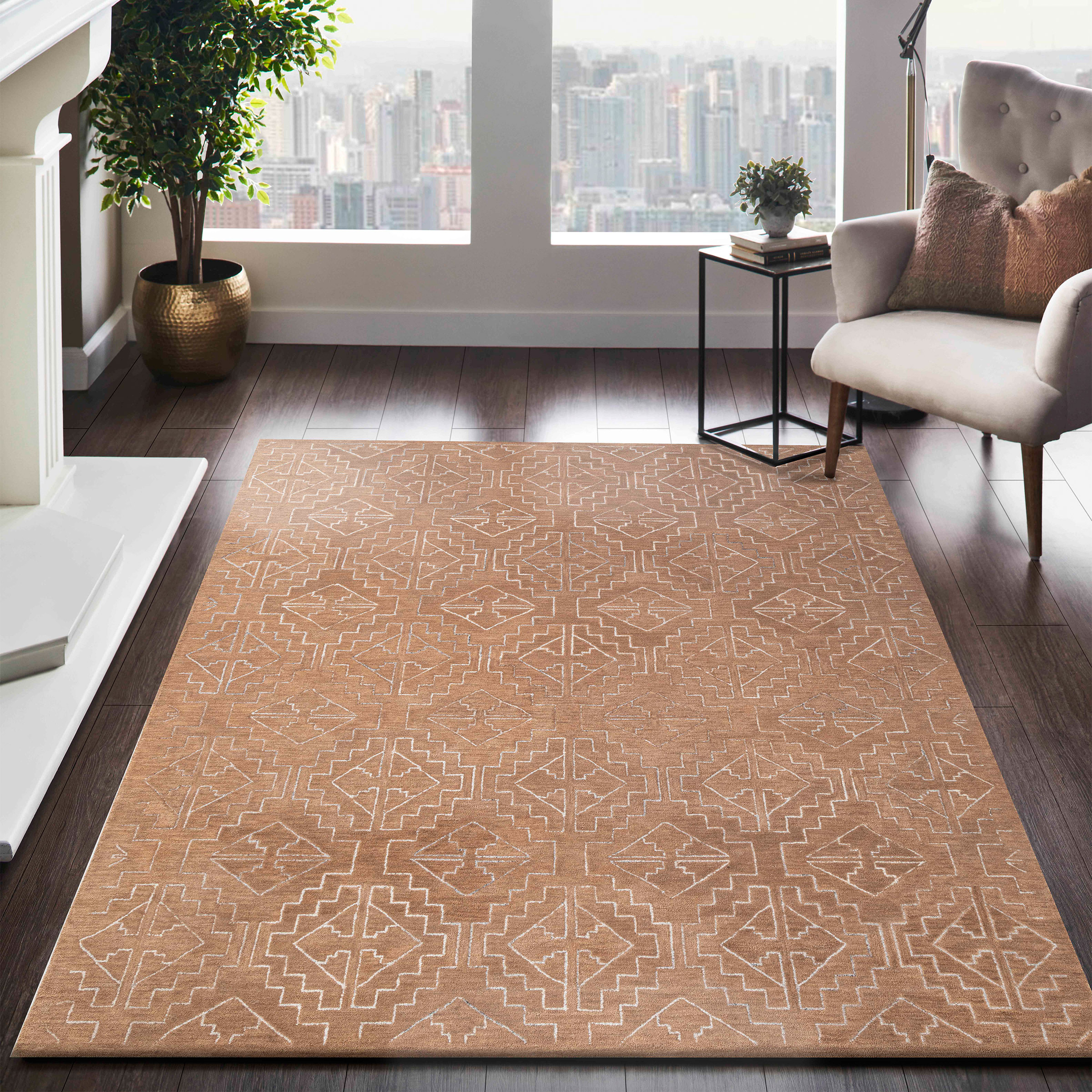 Obeetee Nomad Wool Area Rug Collection  Garima Rust