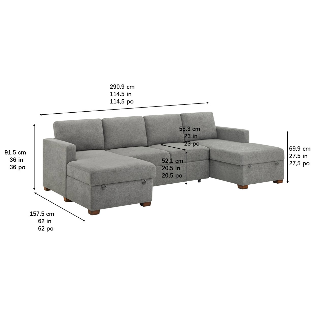 Thomasville Corvalis Convertible Sectional with Double Storage Chaise - Thumbnail 3