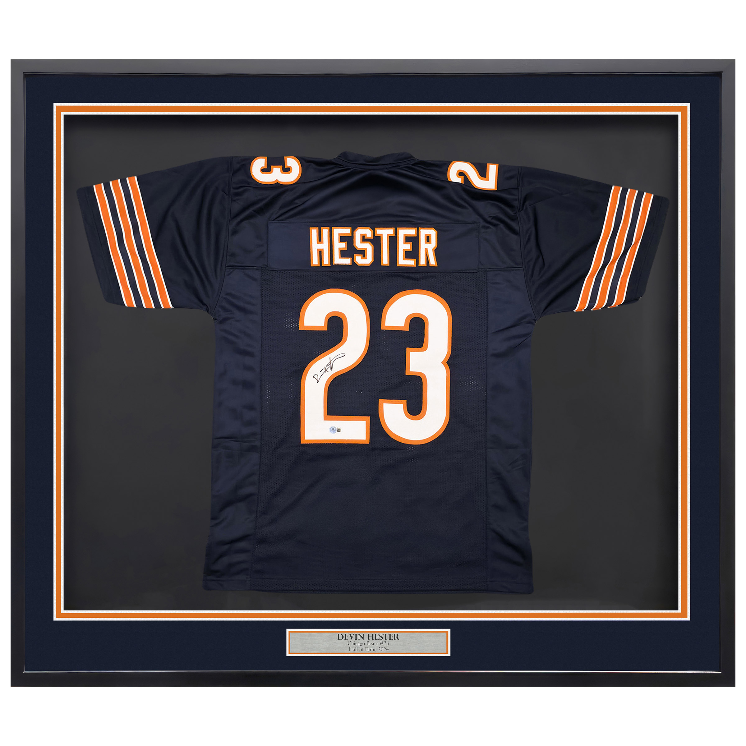 Chicago Bears Devin Hester Autographed Framed Blue Jersey - Beckett Authenticated