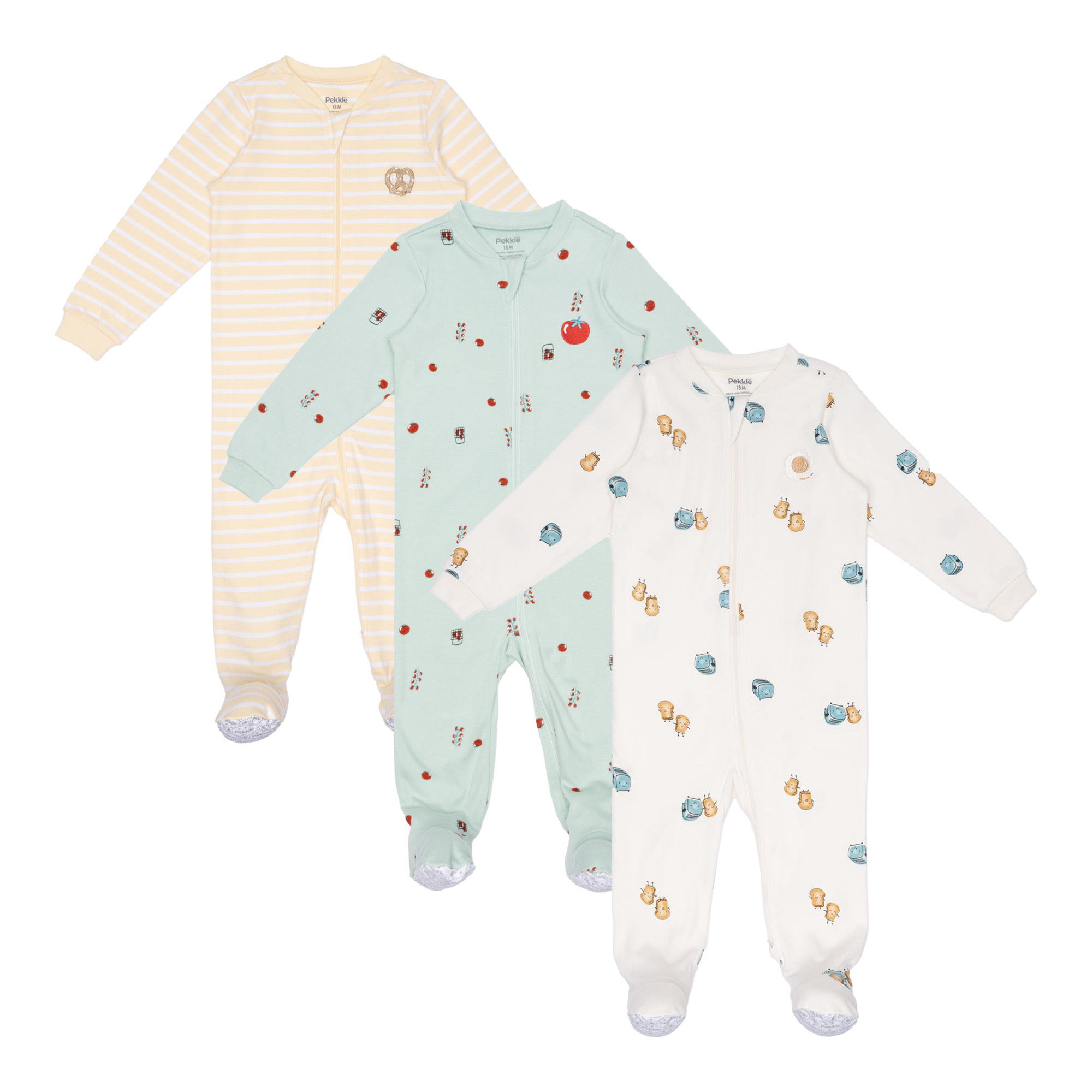 Pekkle Infant Organic Cotton Sleeper, 3-pack