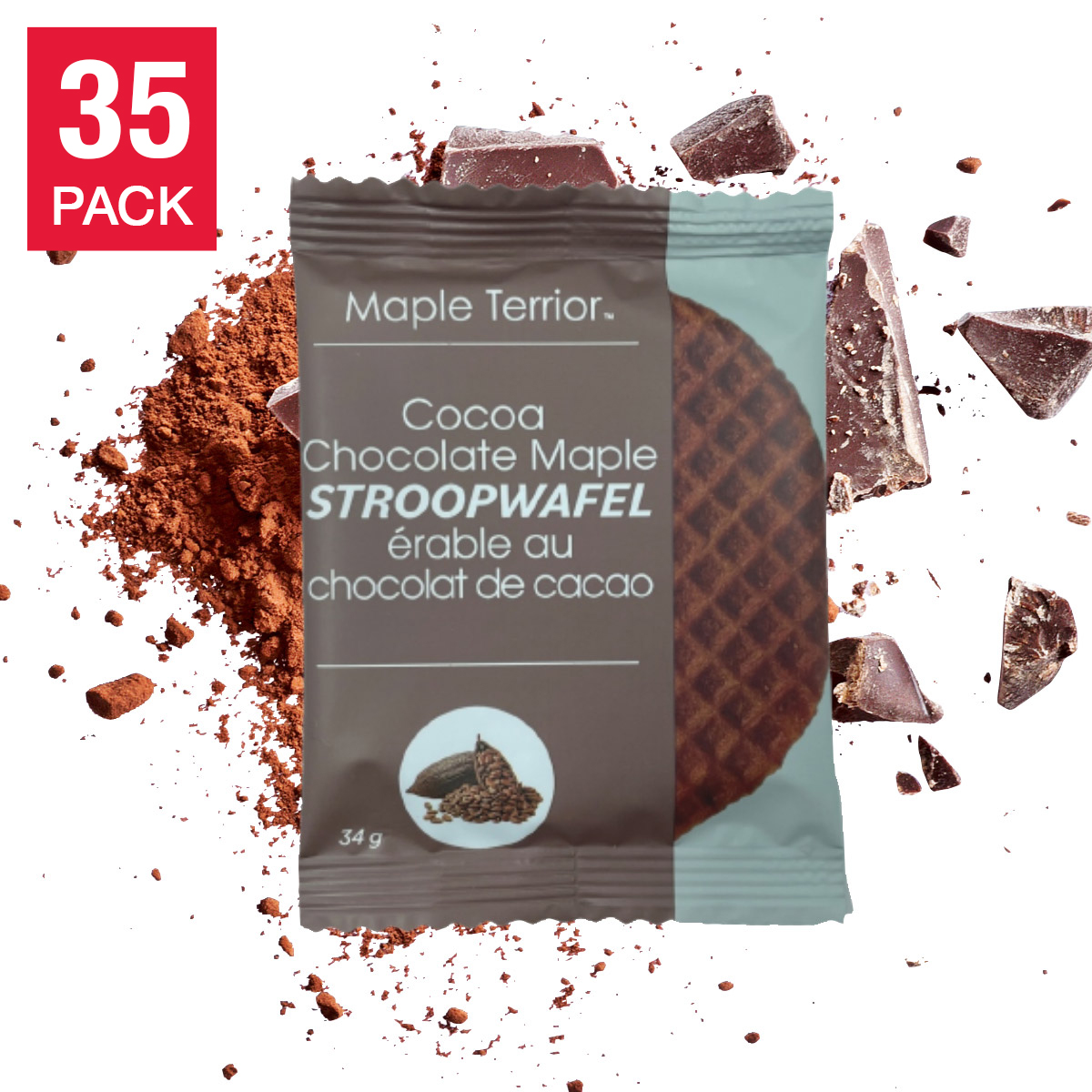Maple Terroir Cocoa Chocolate Maple Stroopwafel Cookies, 35 × 34 g