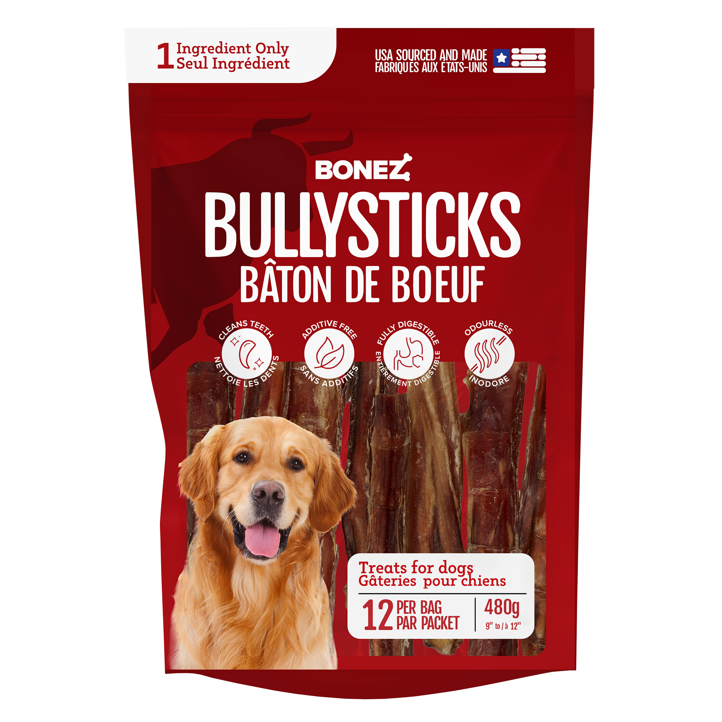Bonez – 12 Bully Sticks, 480g (16.9 oz)