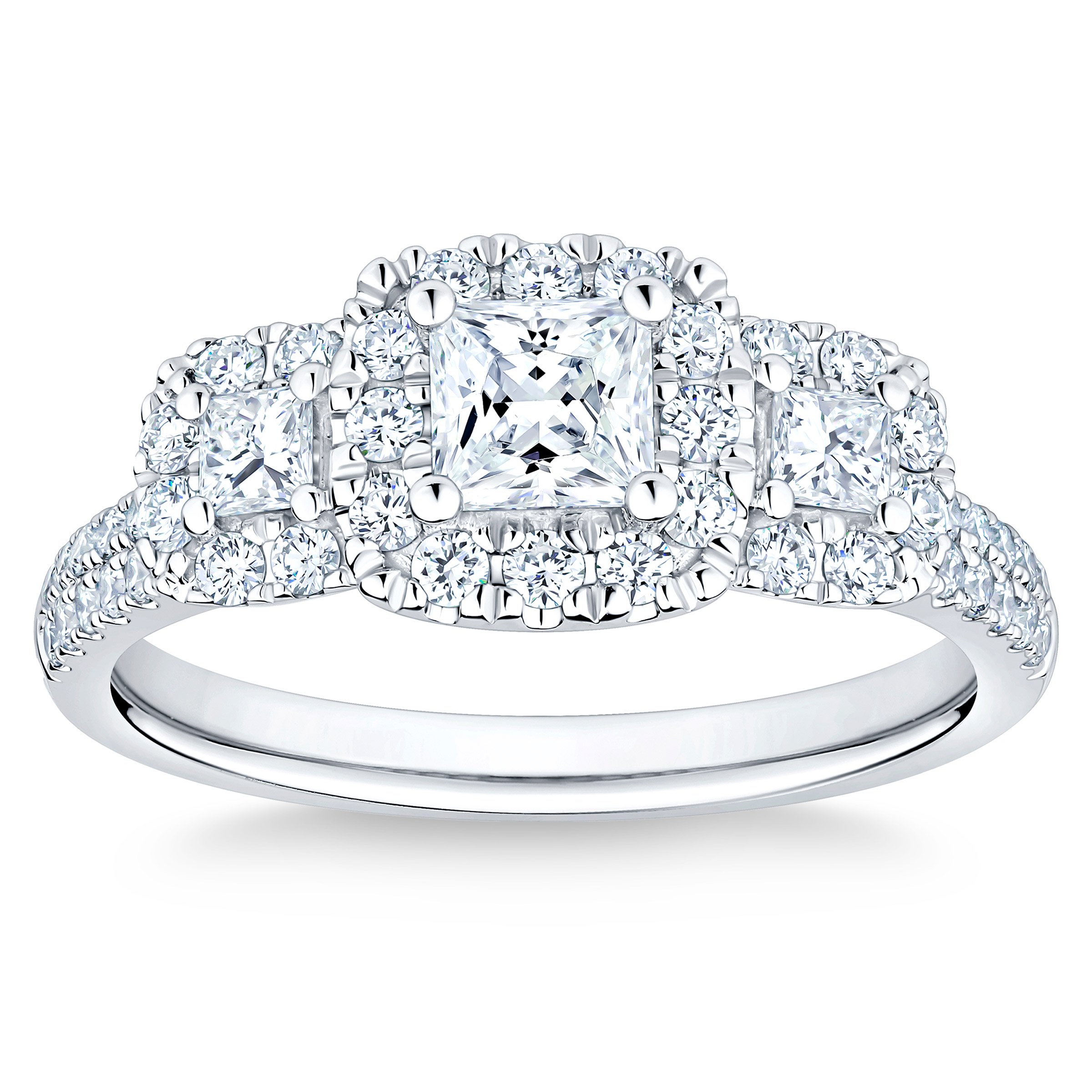 Princess Cut and Round Brilliant Diamond Ring (1.20 ctw)