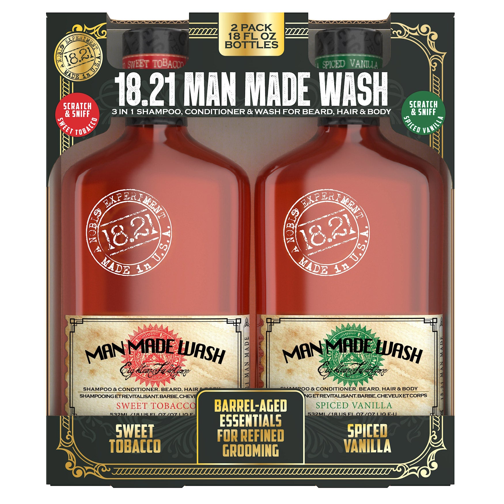 18.21 Man Made Wash, 3-in-1 Shampoo, Conditioner & Wash, 18 fl oz