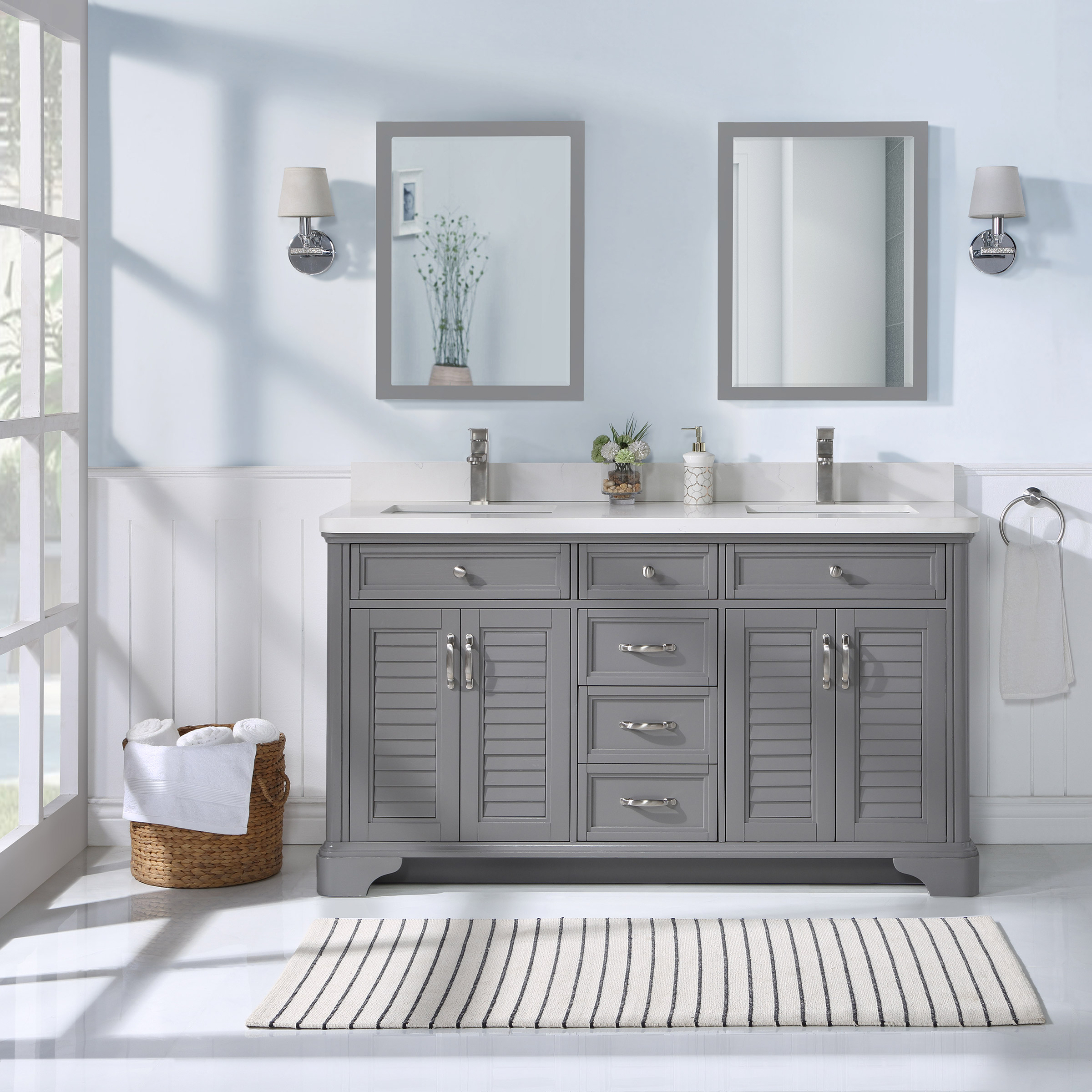 Northridge Home Augusta 60 in. Double Bathroom Vanity with