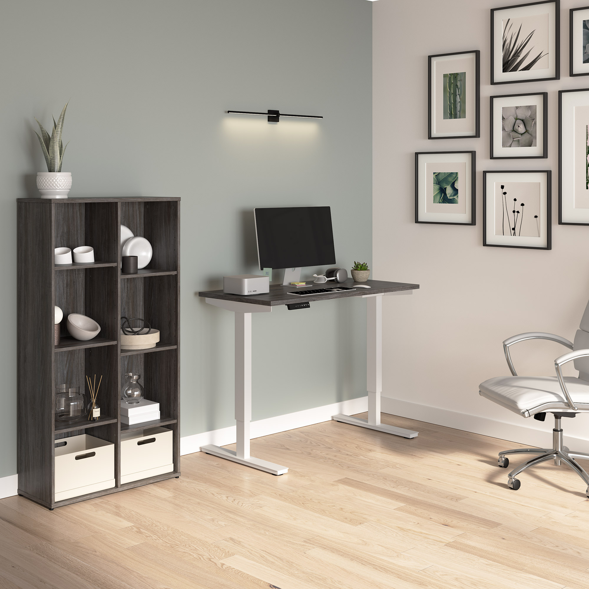 Bestar Viva 120.9 cm (47.6 in.) Height Adjustable Desk with Bookcase