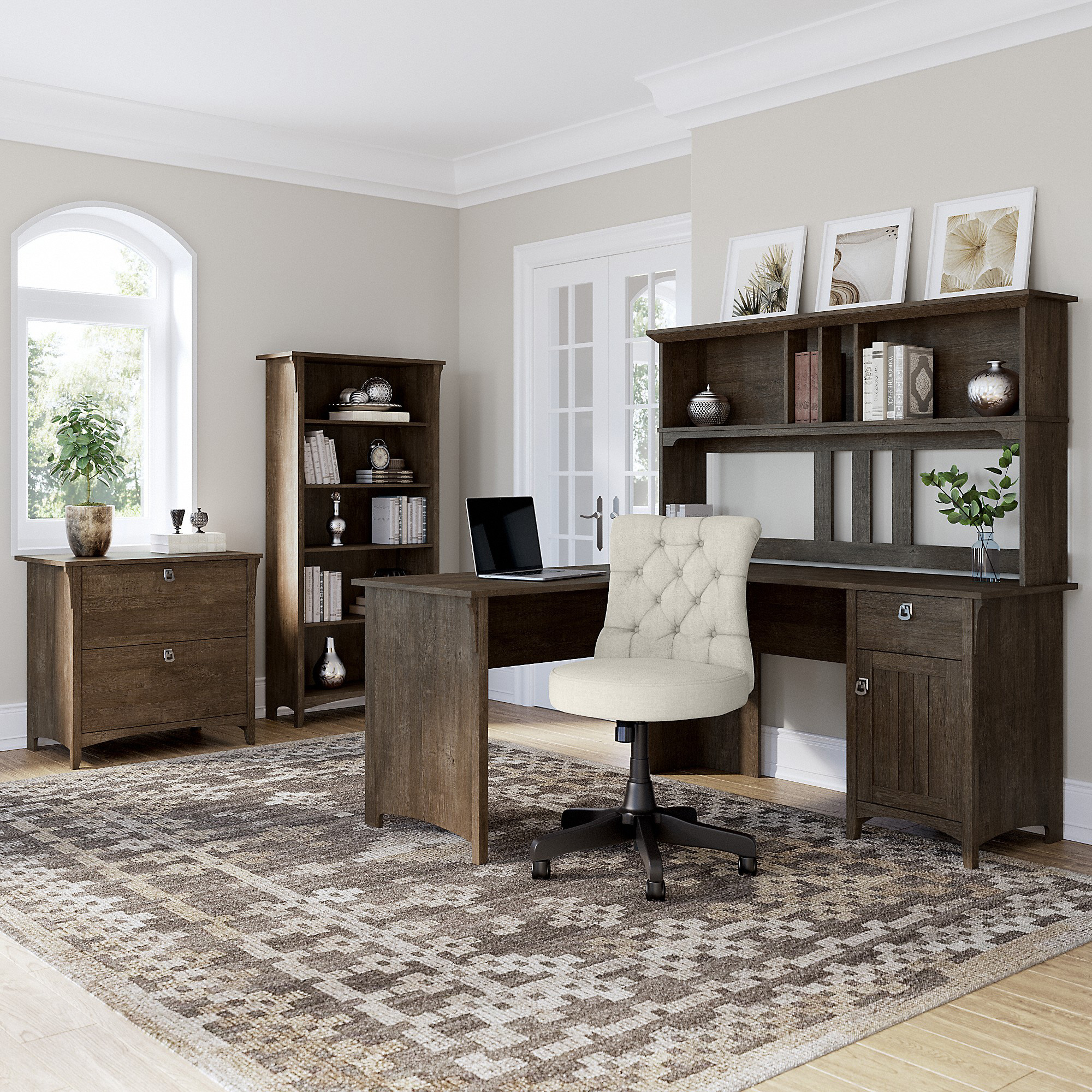 Bush Furniture Salinas L-shape Desk with Storage