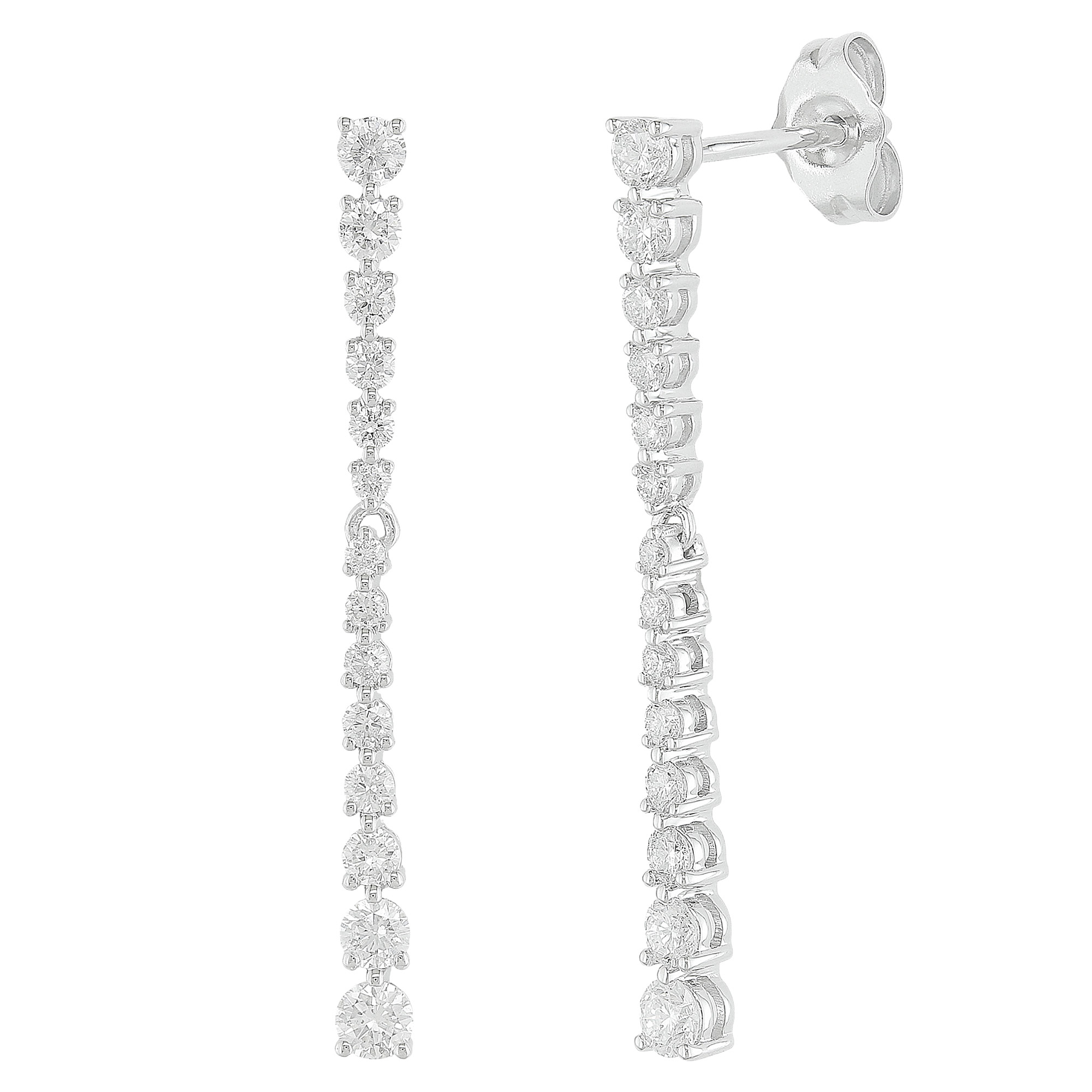 Round Brilliant Diamond Linear Dangle Earrings (0.70 ctw)