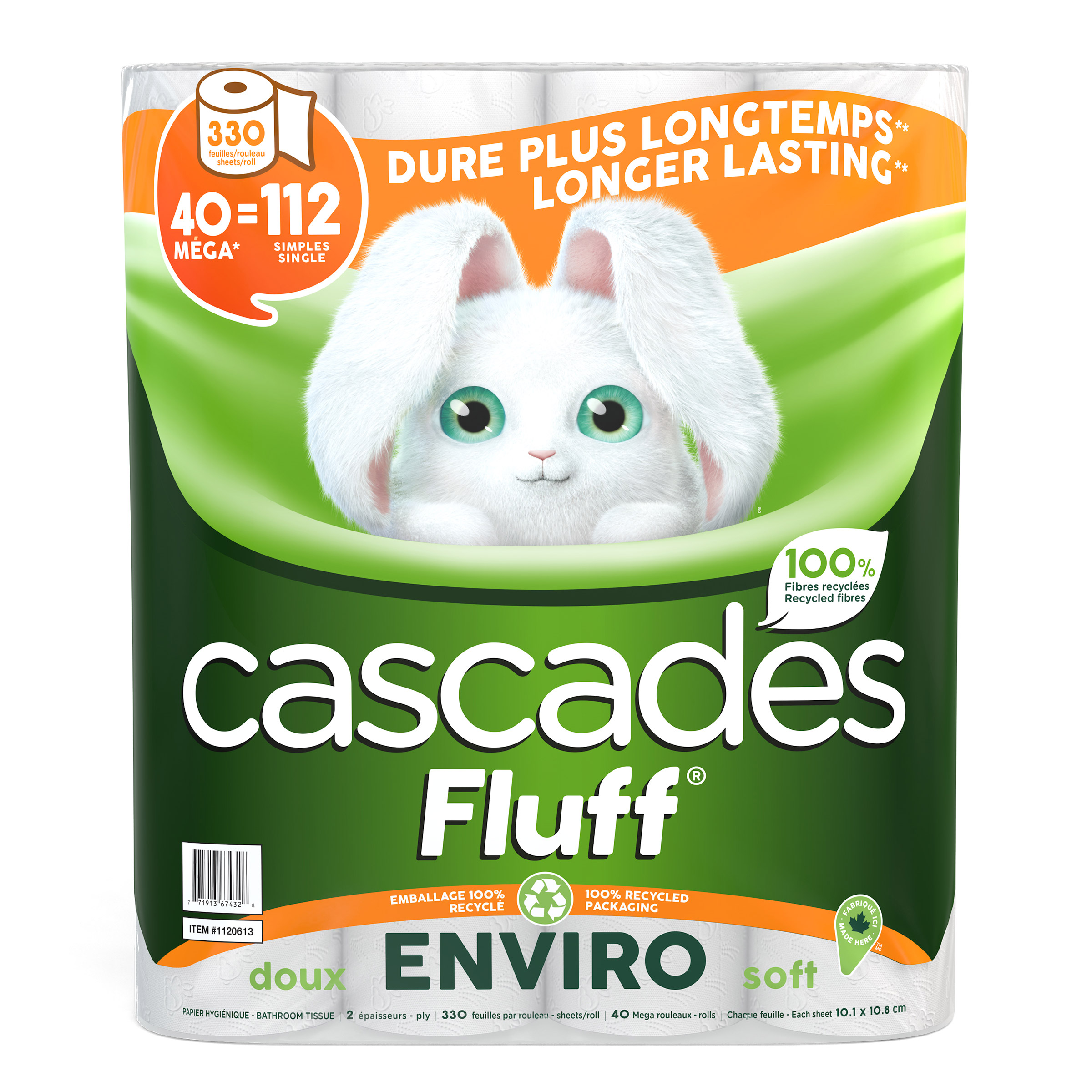 Cascades Fluff 2-ply Bathroom Tissue, 40-pack