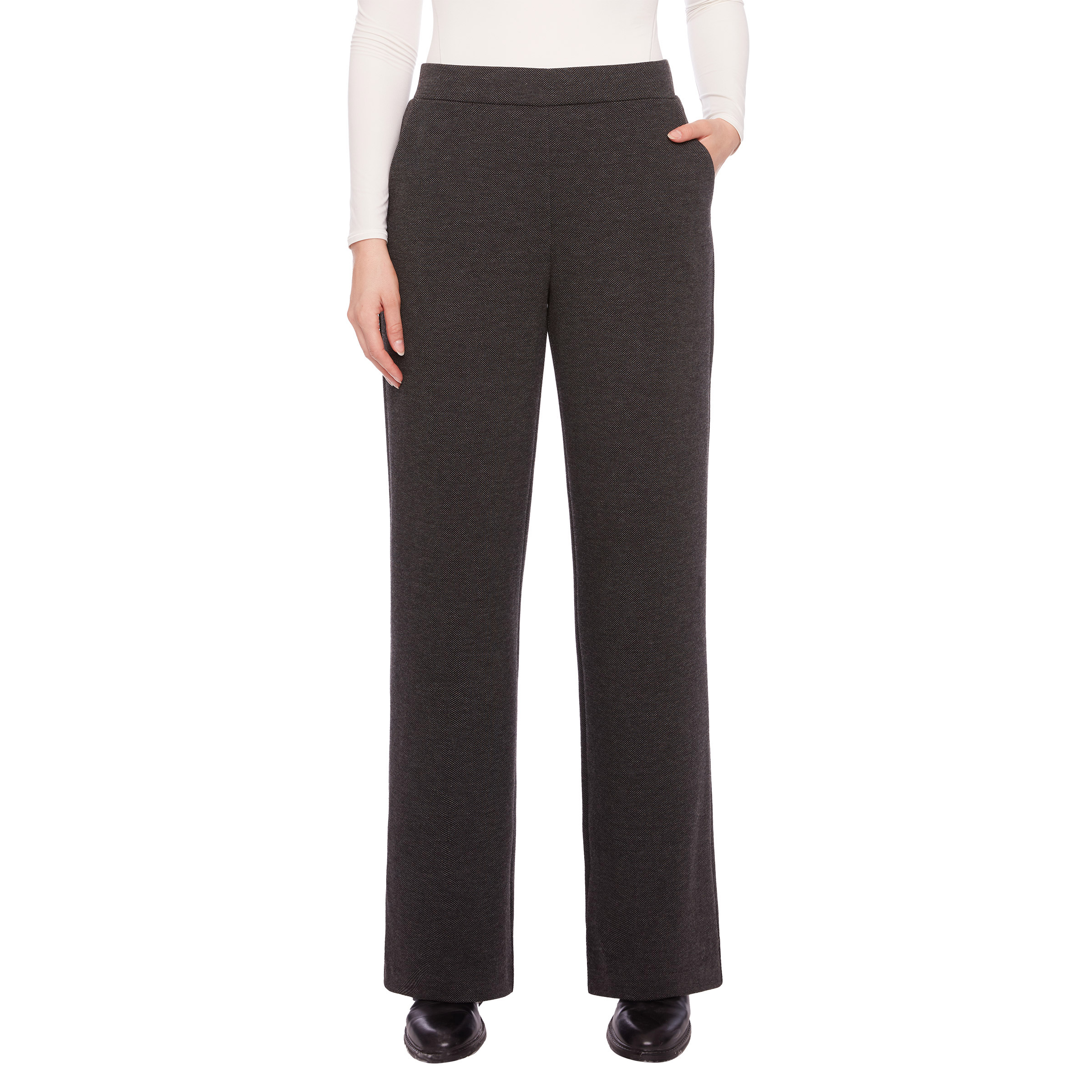 S.C. & CO. Women’s Stretch Knit Jacquard Pull-on Wide Leg Pant with Tummy Control