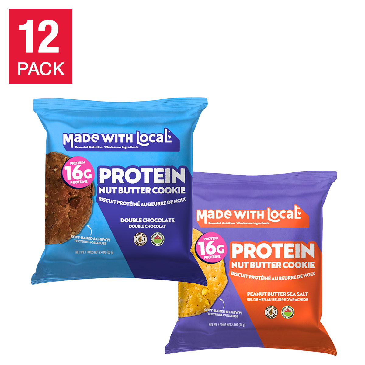 Made With Local Protein Nut Butter Cookies, Variety Pack, 24 × 68 g