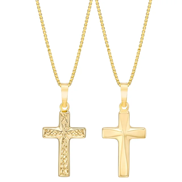 14kt Yellow Gold Reversible Cross Necklace