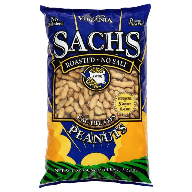 SACHS UNSALTED INSHELL PEANUTS 80 OZ (5 LBS)