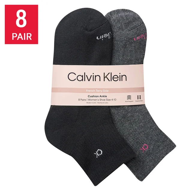 CALVIN KLEIN WOMEN'S HIGH QUARTER SOCK 8PR