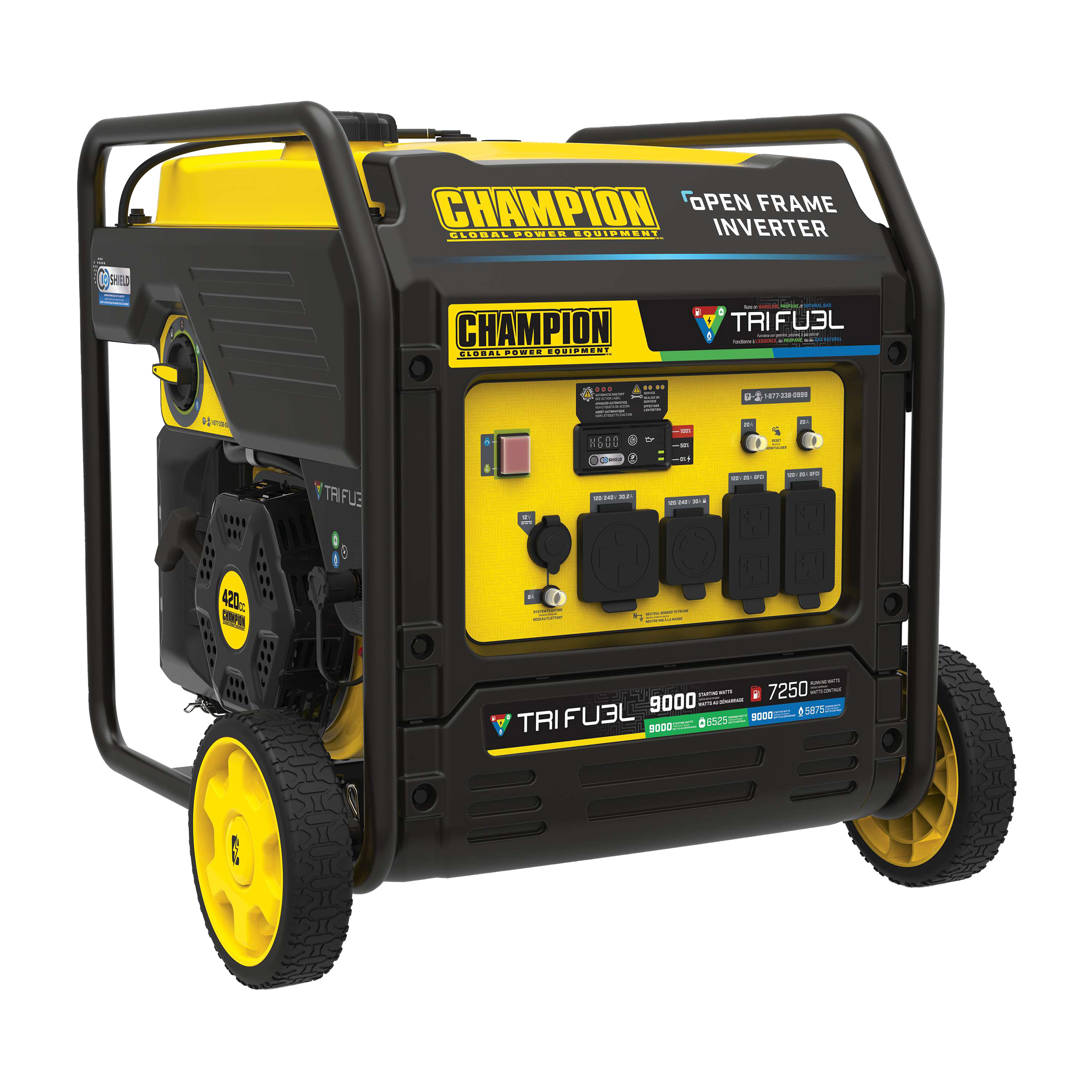 Champion 7250W Running / 9000W Peak Tri-Fuel Inverter Generator