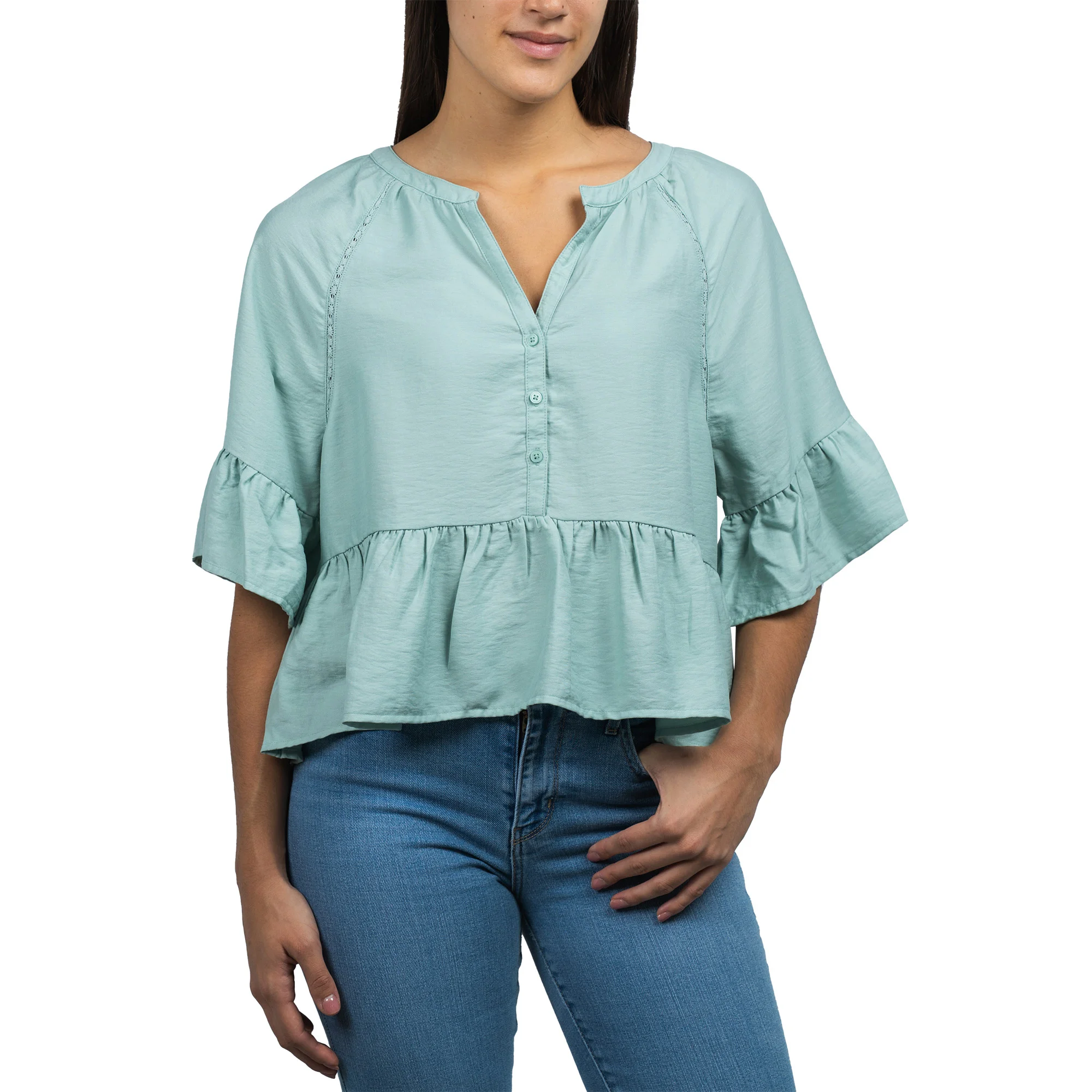 Jachs Girlfriend Women's Short Sleeve Ruffle Blouse | Costco