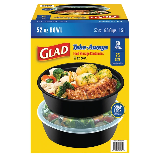 GLAD TAKE-AWAYS 25 CT SET 52 OZ ROUND