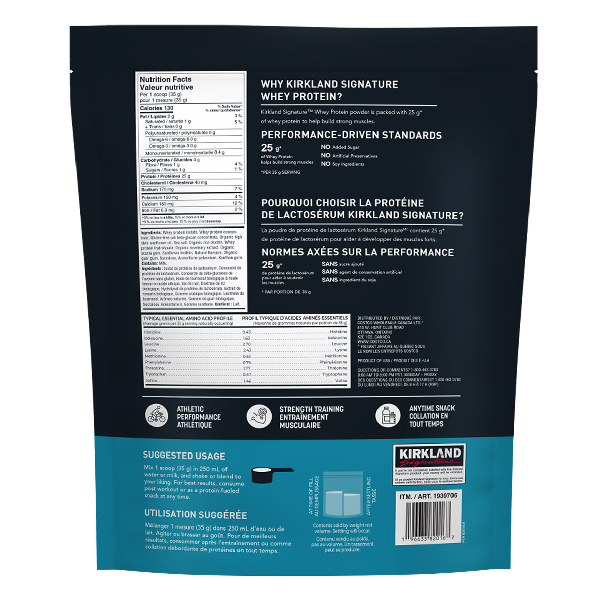 Kirkland Signature Whey Protein Powder, Vanilla, 2.45 kg | Costco