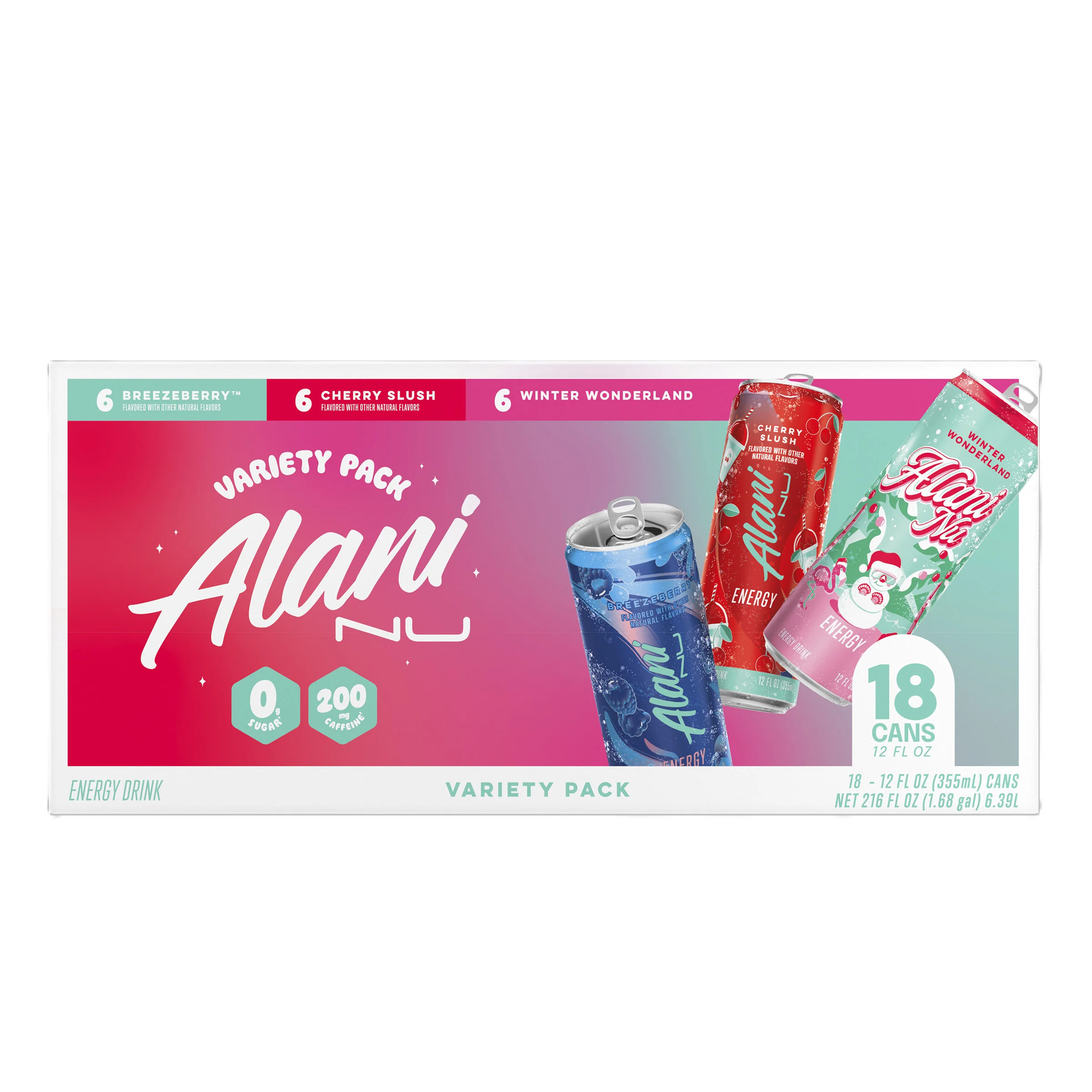 Alani Nu Energy Drink, Winter Variety Pack, 12 fl oz, 18-count