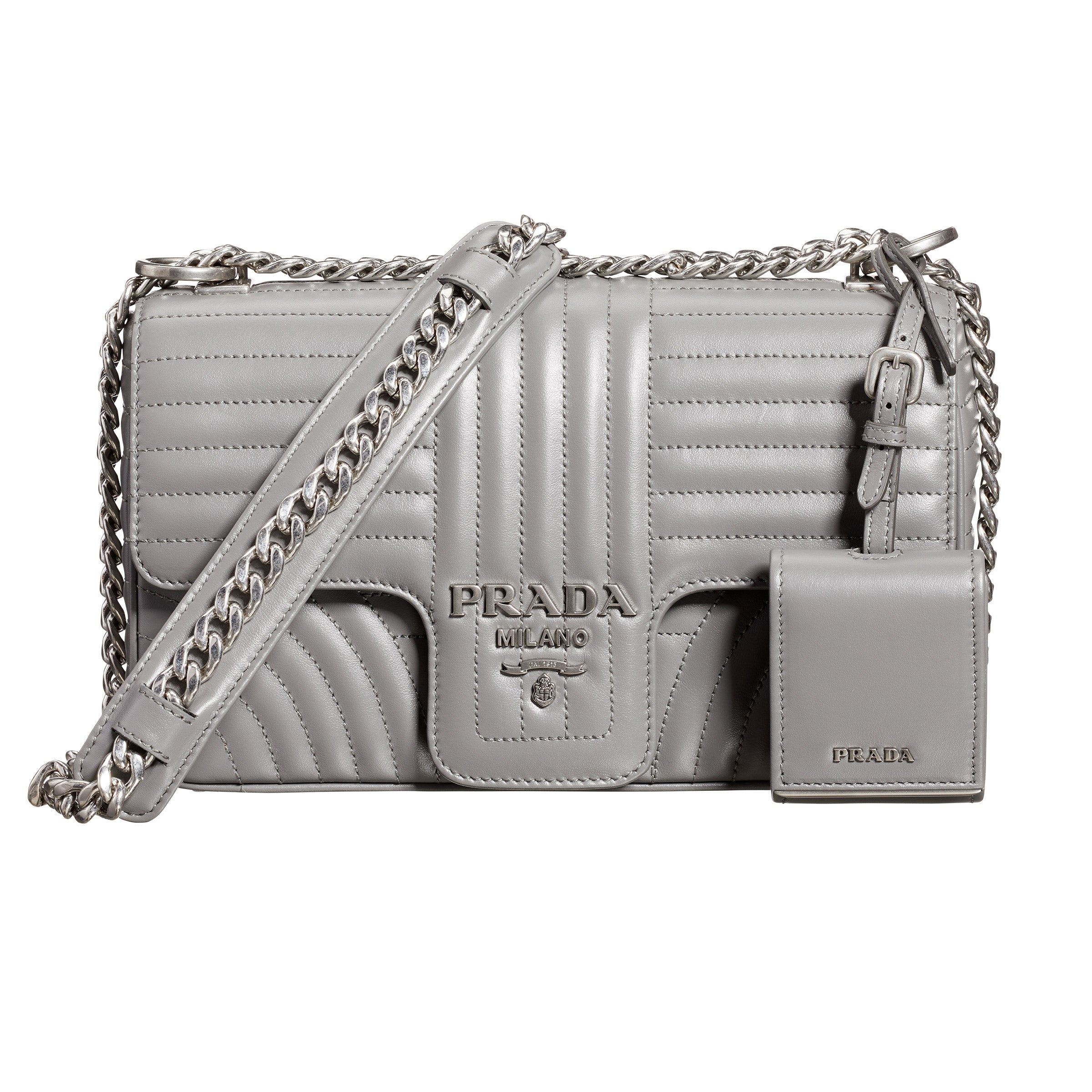Prada Med Diagramme Bag, Gray | Costco