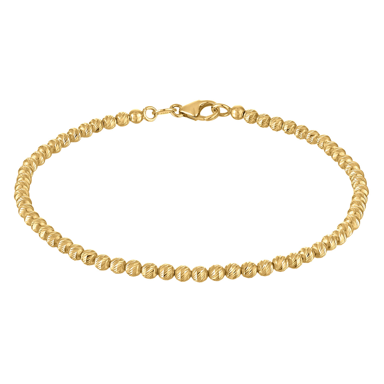 Diamond Cut Bead Bracelet in Yellow Gold