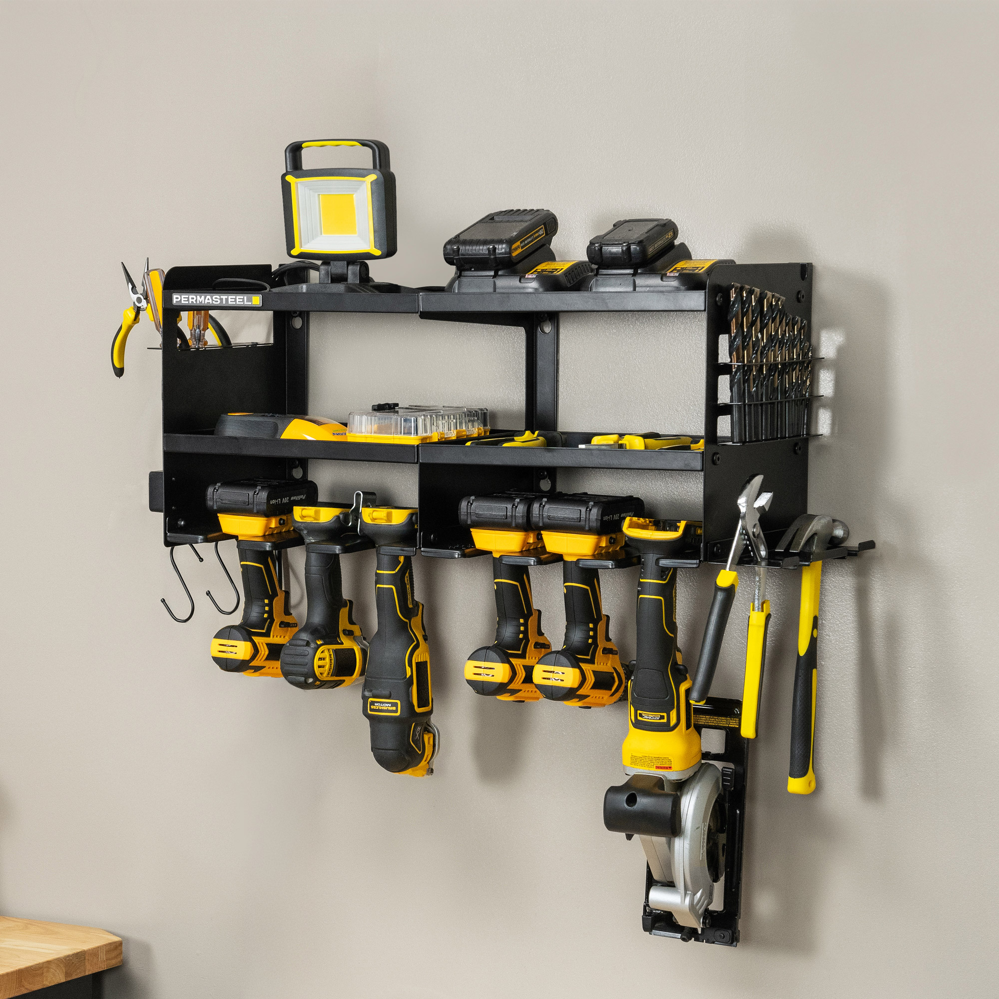Permasteel 24.6″ 6-Bay Heavy Duty Wall Mounted Power Tool Organizer