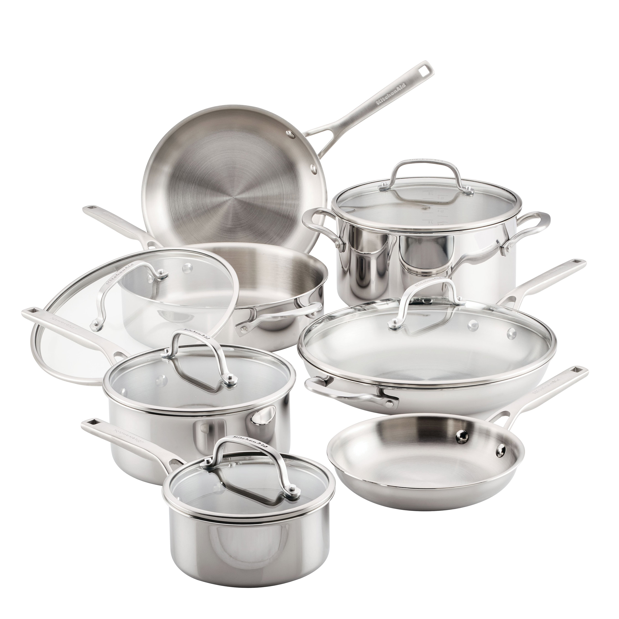 Kitchen Aid 3-Ply Clad Stainless Steel Cookware Set, 12-piece