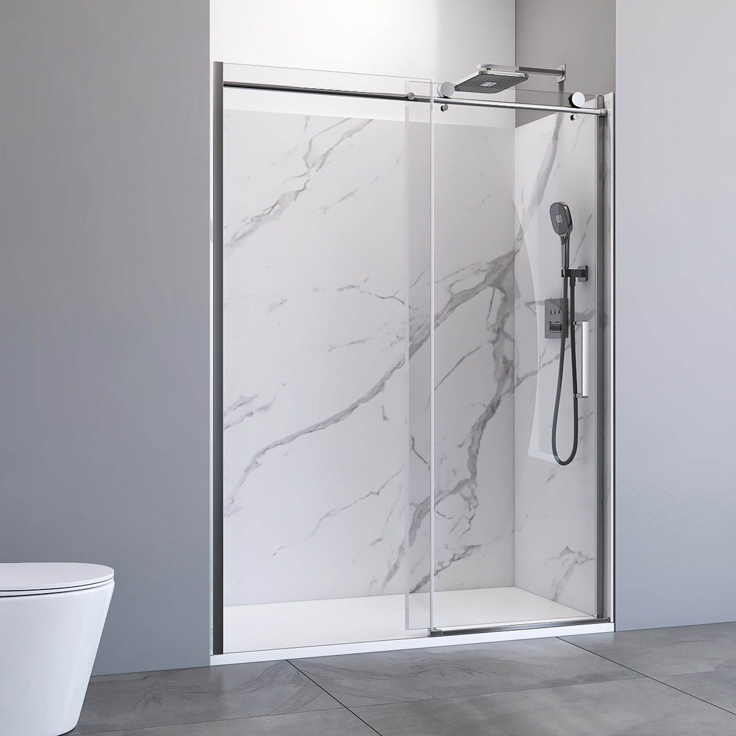 Appollo Wilson 32 in. × 60 in. Shower Kit with White Marble Walls