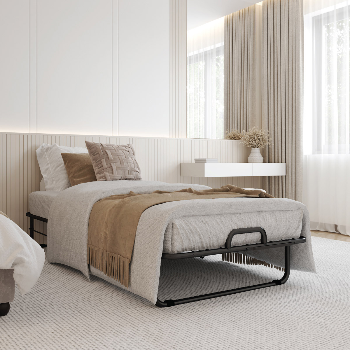 Milliard Deluxe Easy-Store Twin Folding Bed with Reversible Memory Foam Mattress