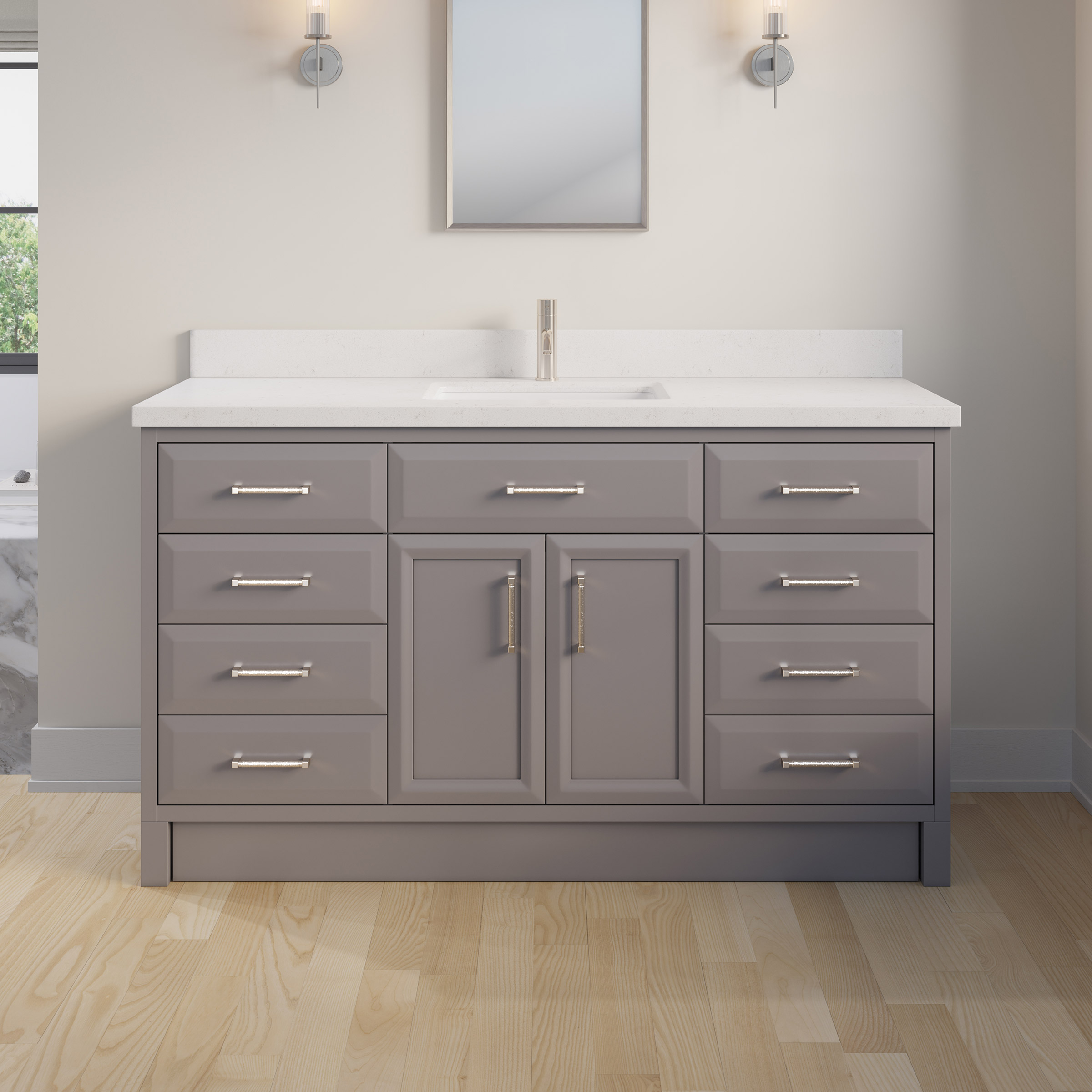 Studio Bathe Calais III Vanity in Mink Grey Finish with Engineered Stone Countertop