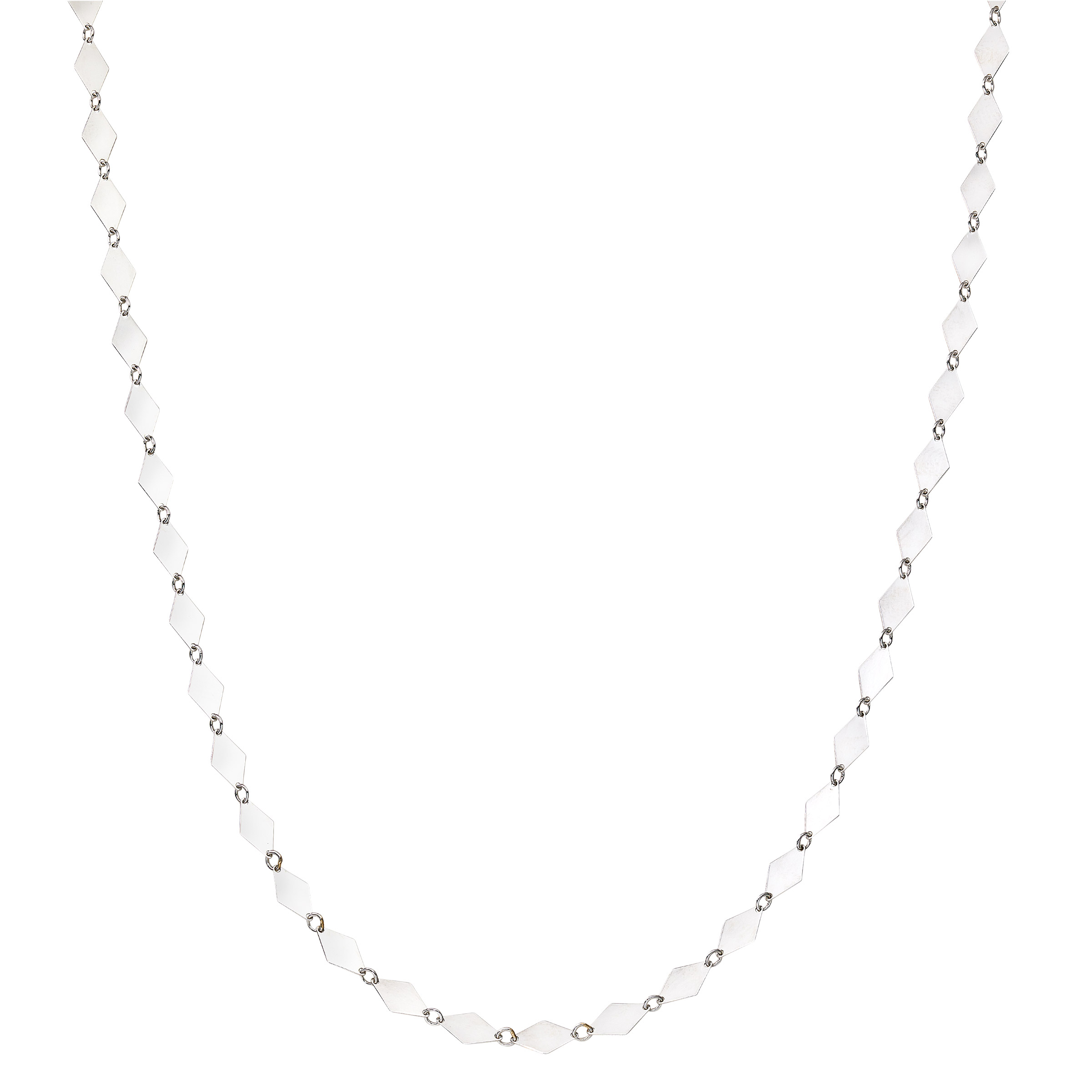 High Polish Marquise Shape Disk Link Necklace in White Gold