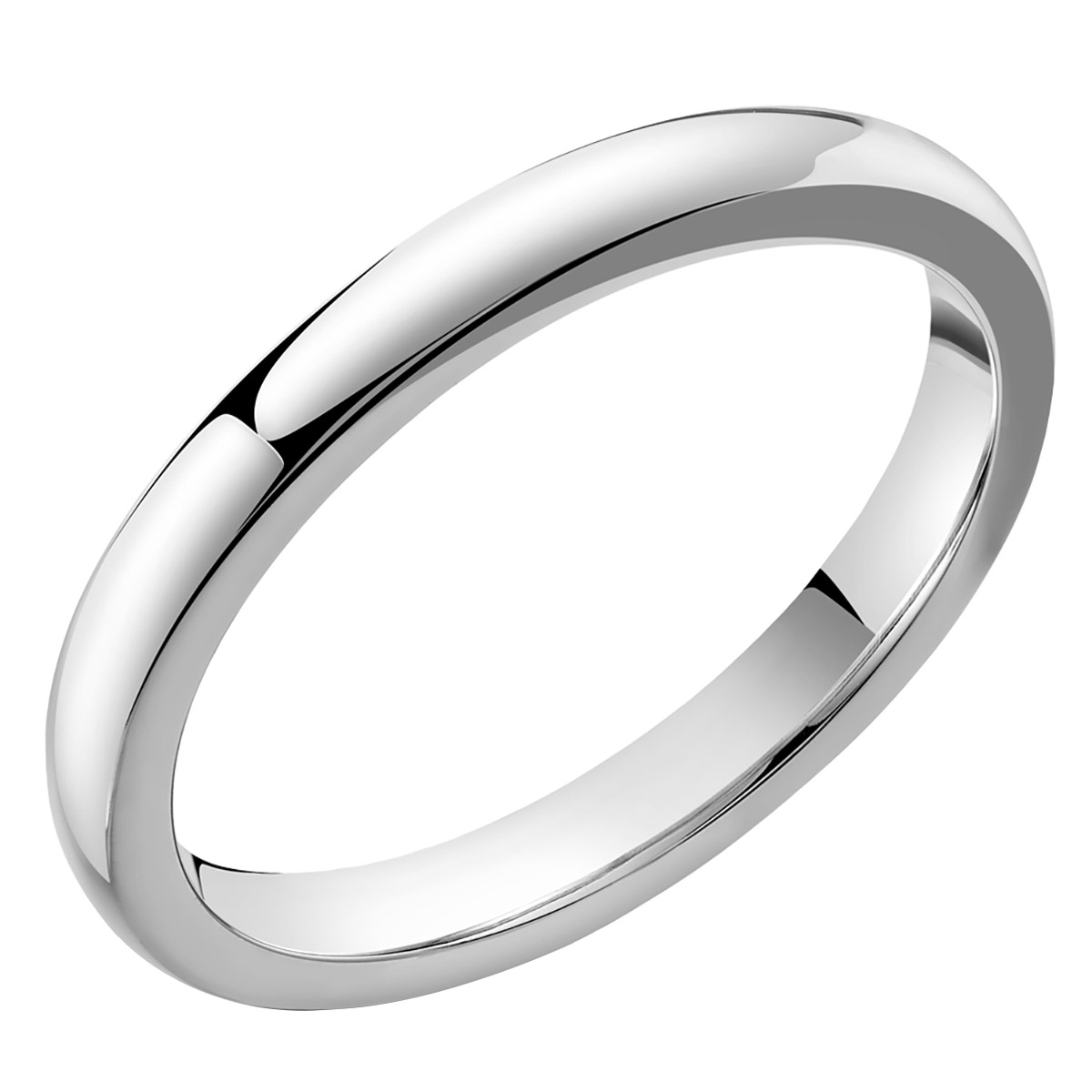 2.5 mm Plain Domed Platinum Ladies Wedding Band