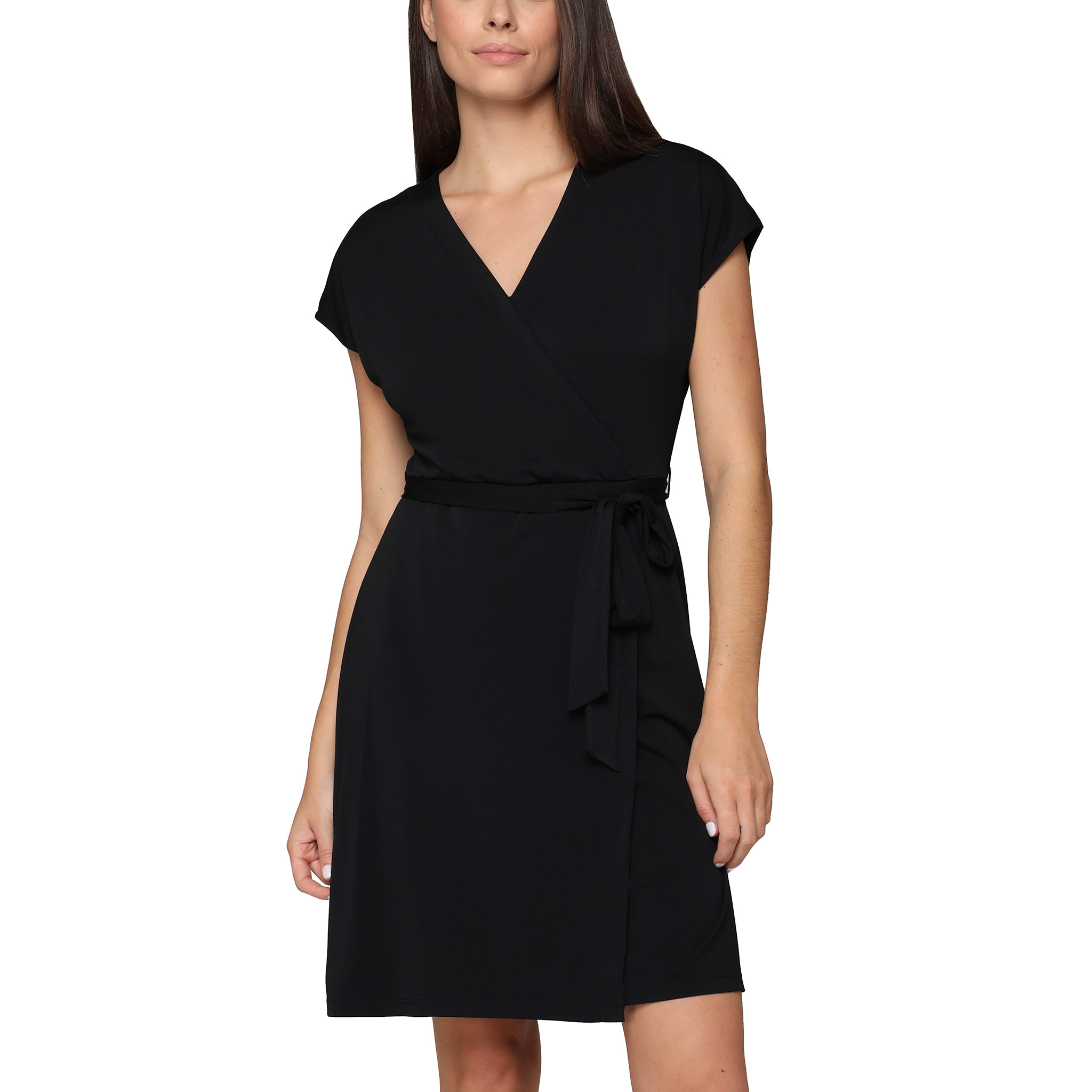nicole miller new york faux wrap dress black magic
