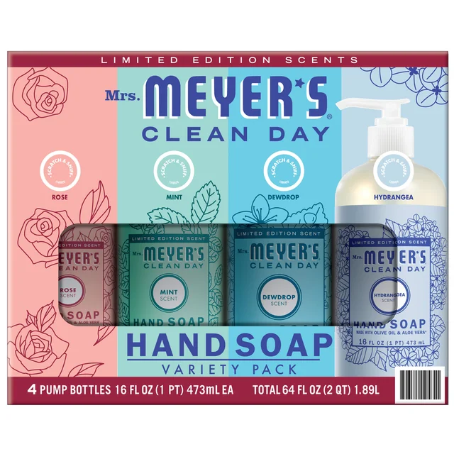 Mrs. Meyer's Hand Soap Clean Day Assortment, 16 fl oz, 4-pack