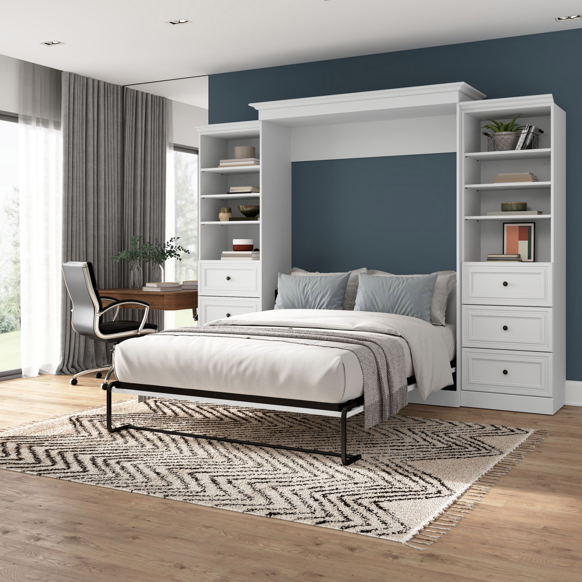 Bestar Evolution - Mobilier 3 pièces lit escamotable blanc