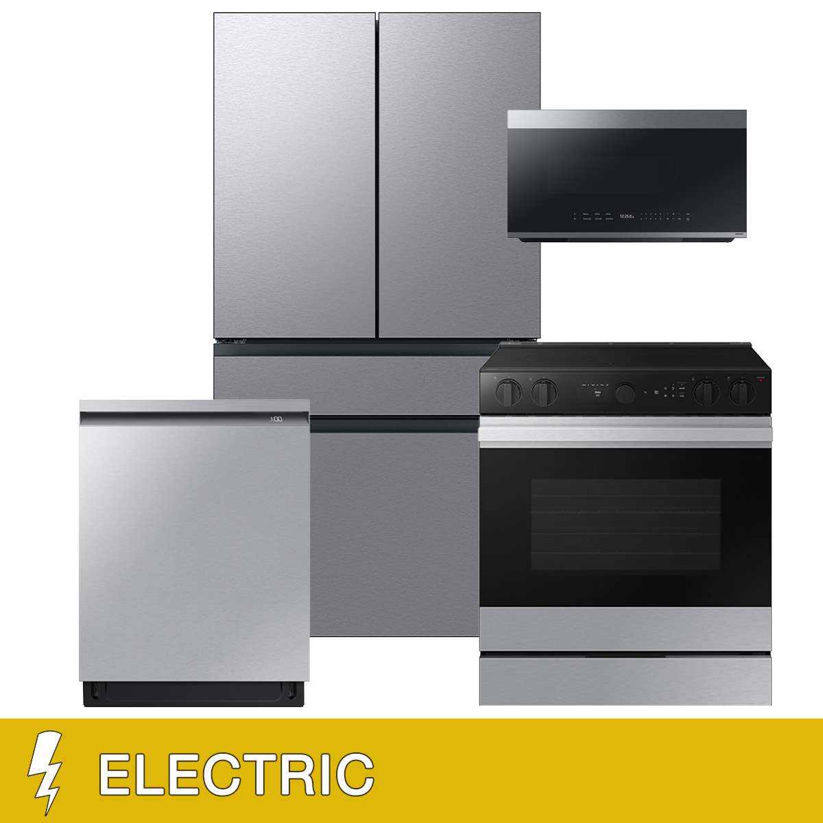 Samsung 4-Piece ELECTRIC Kitchen Package with 4-Door Refrigerator